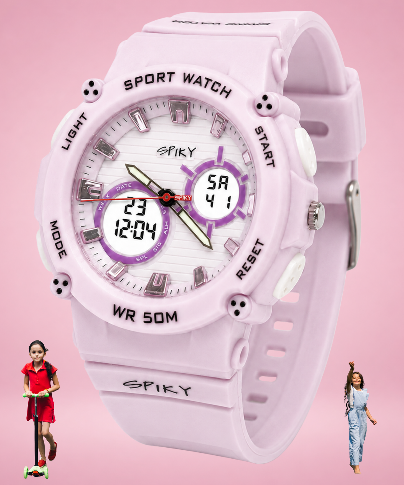 Spiky Analog-Digital Sports Watch for Kids Girls