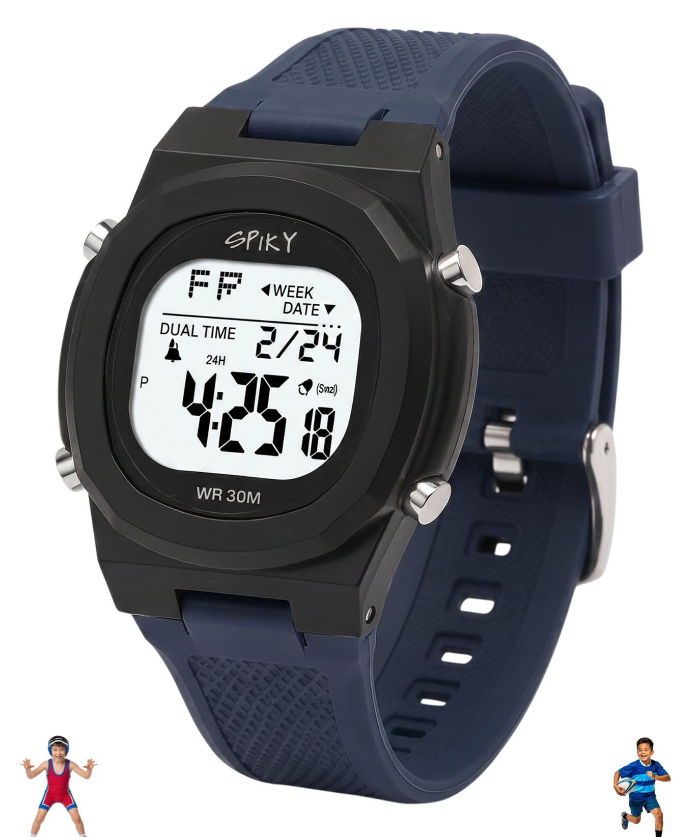 Spiky EVA65 Round Digital Sports Watch for Kids