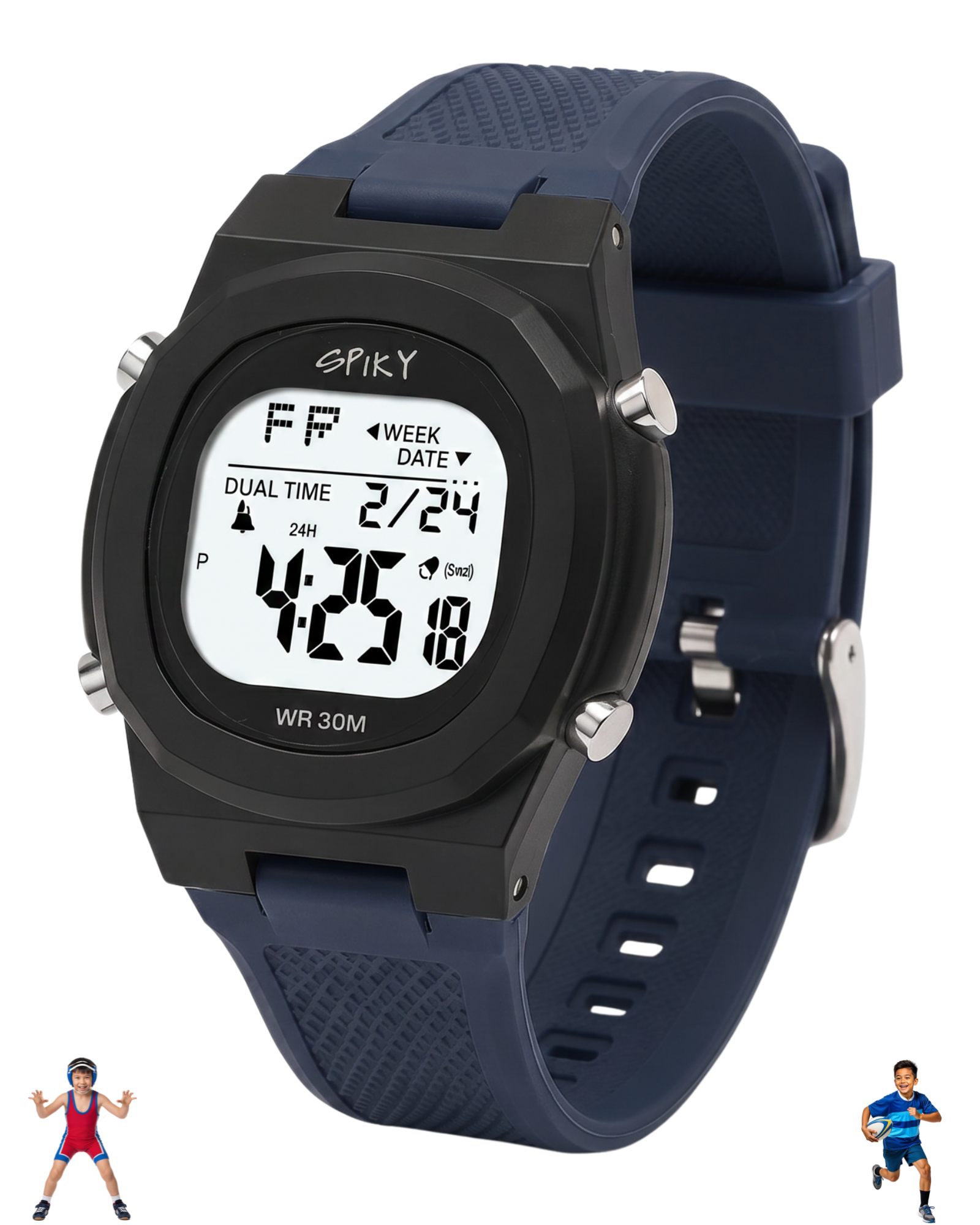 Spiky EVA65 Round Digital Sports Watch for Kids