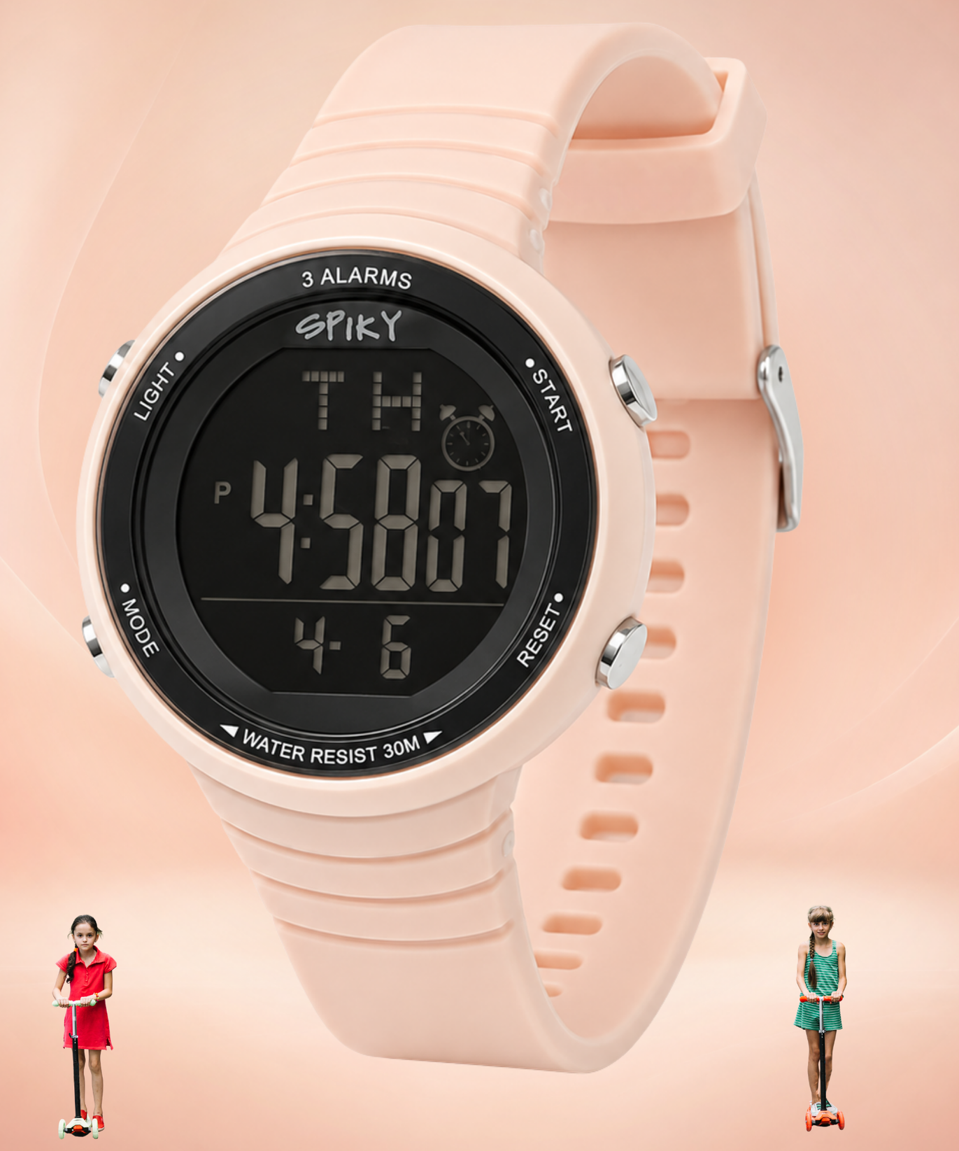 Spiky Square Digital Sports Watch for Kids Girls