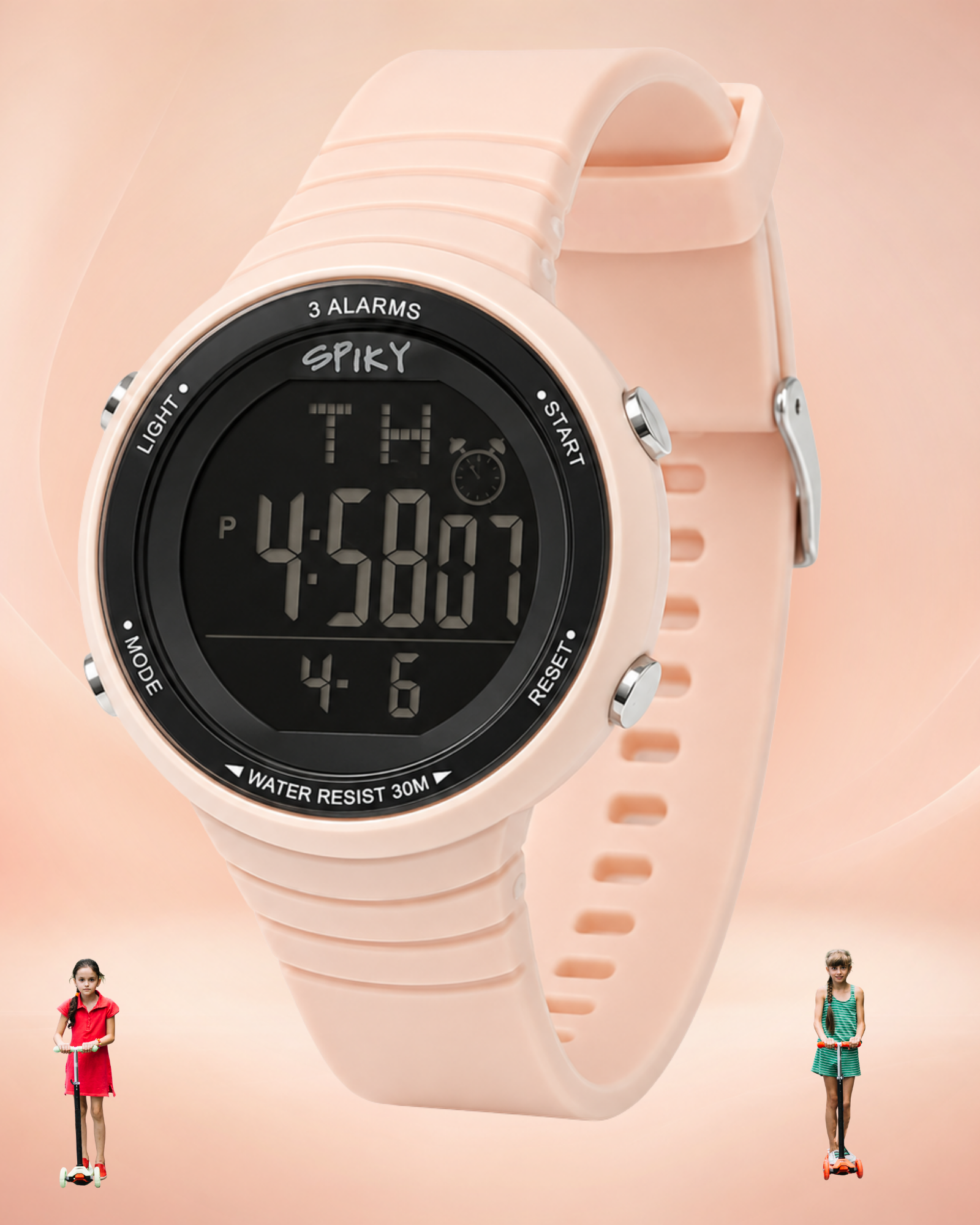 Spiky Square Digital Sports Watch for Kids Girls