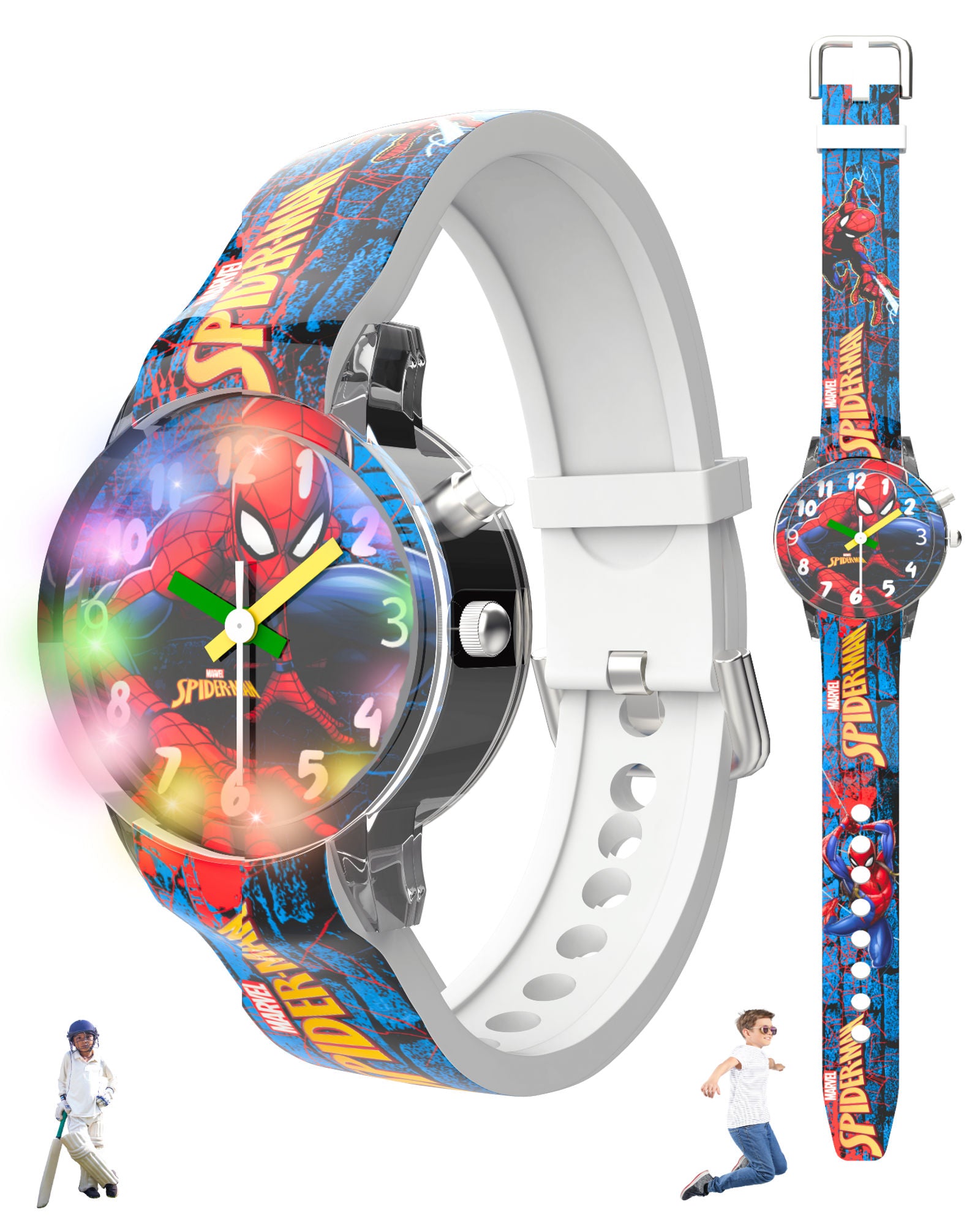 Disney Spider-Man Kids Analog Watch with LED Light | For Boys & Girls Age 3–10 Years