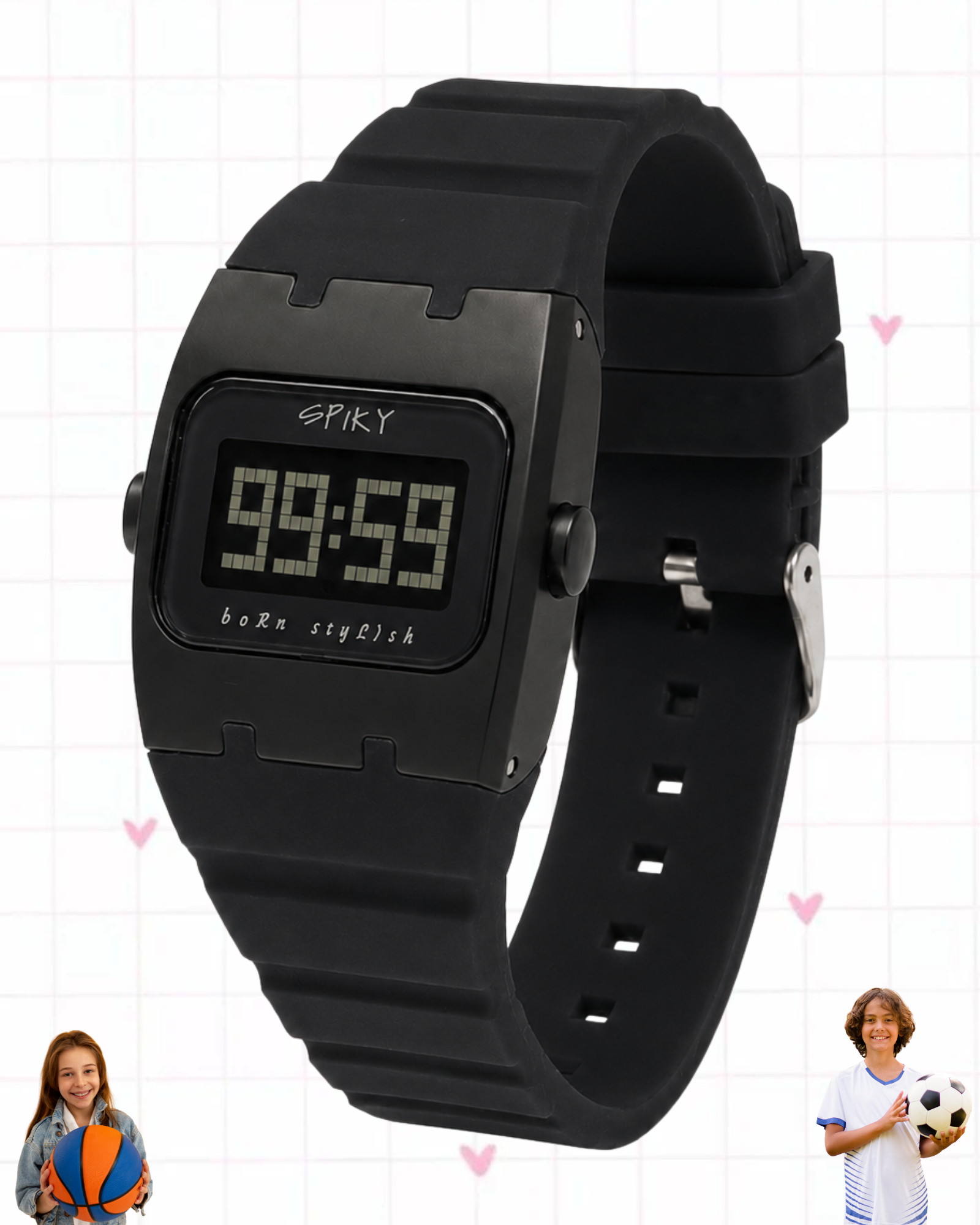 Spiky Rectangle Digital Sports Watch for Kids