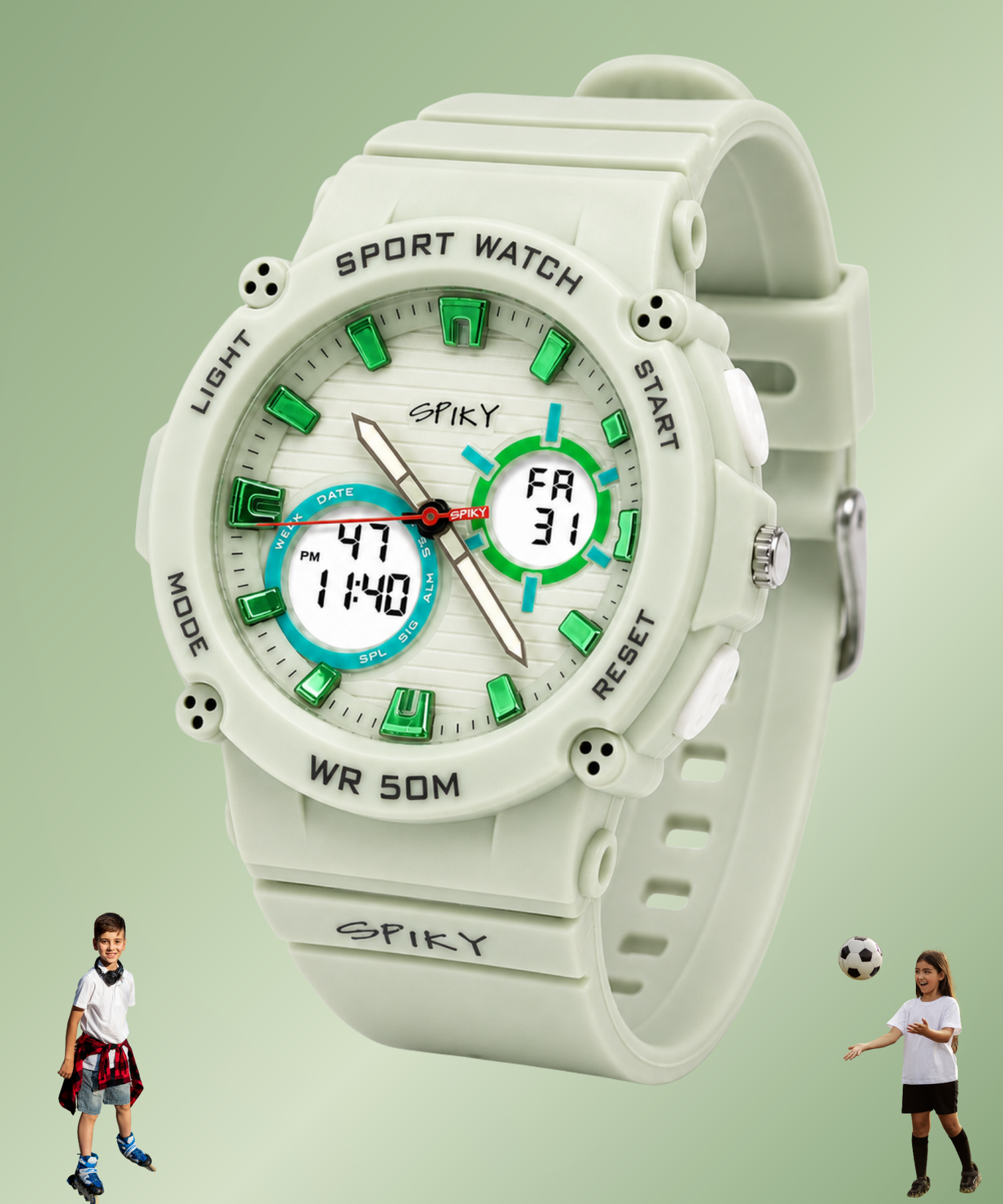 Spiky Analog-Digital Sports Watch for Kids Boys and Girls
