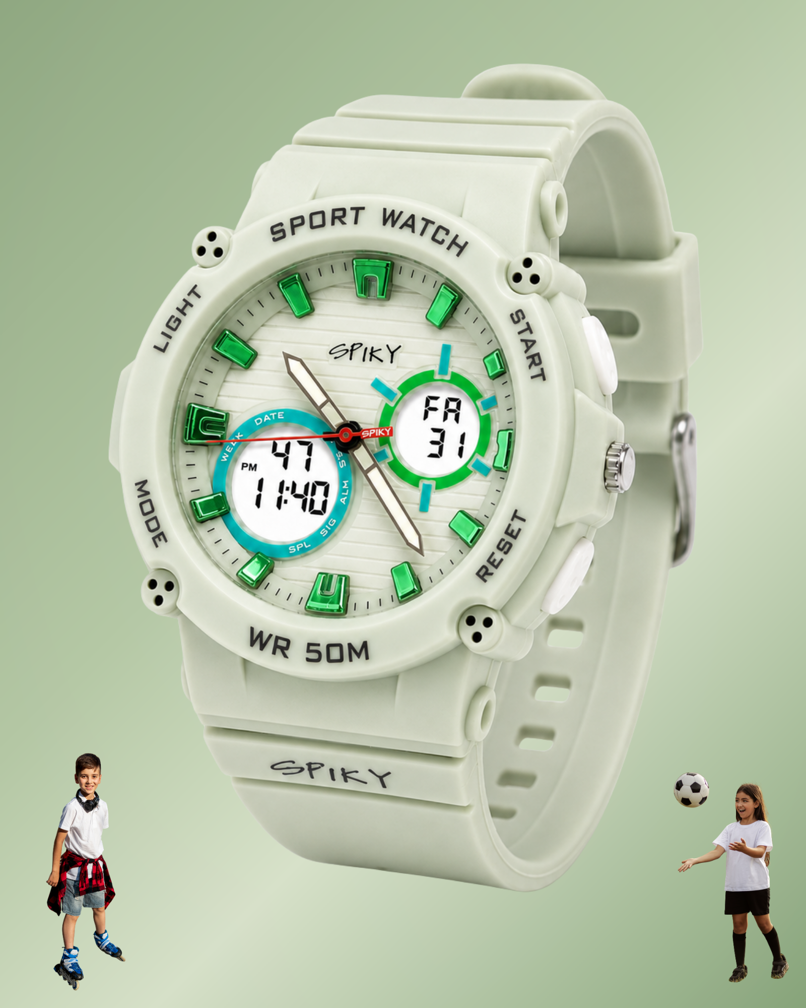 Spiky Analog-Digital Sports Watch for Kids Boys and Girls