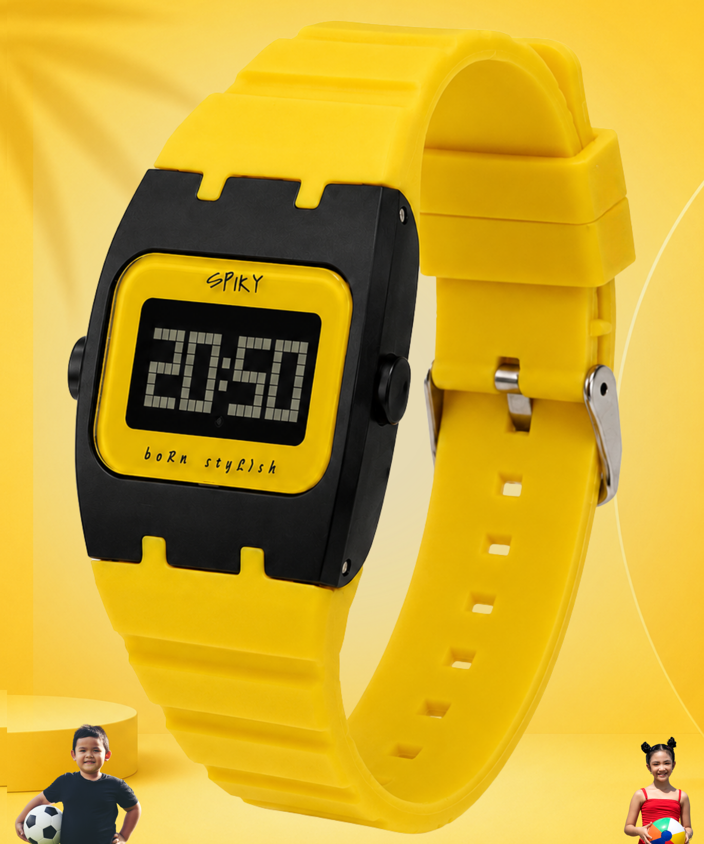 Spiky Rectangle Digital Sports Watch for Kids