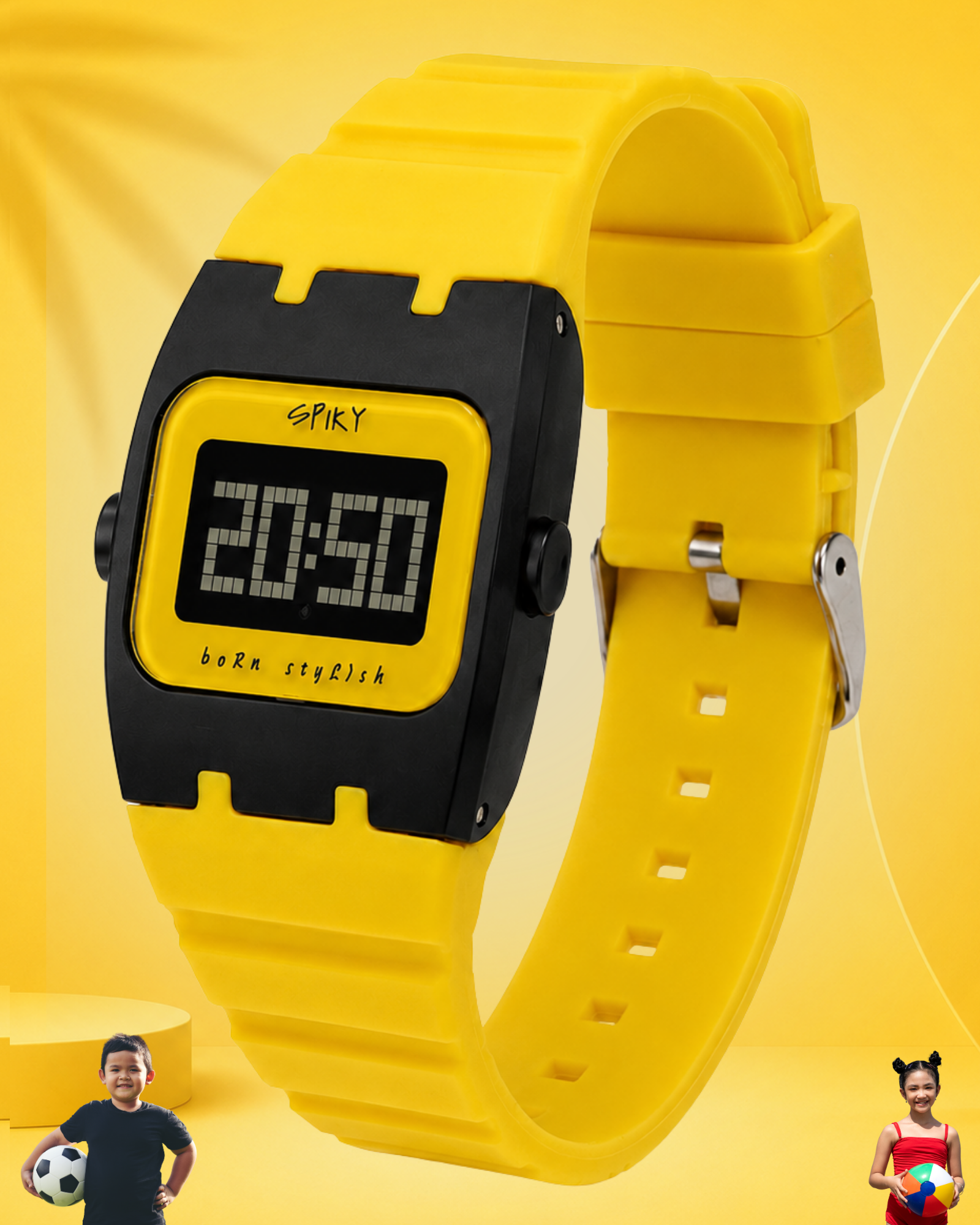 Spiky Rectangle Digital Sports Watch for Kids