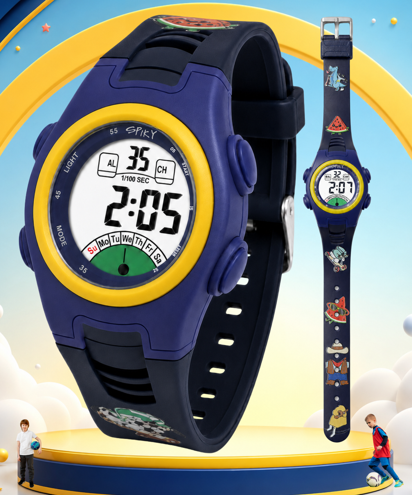 Spiky EVA52 Round Digital Sports Watch for Kids