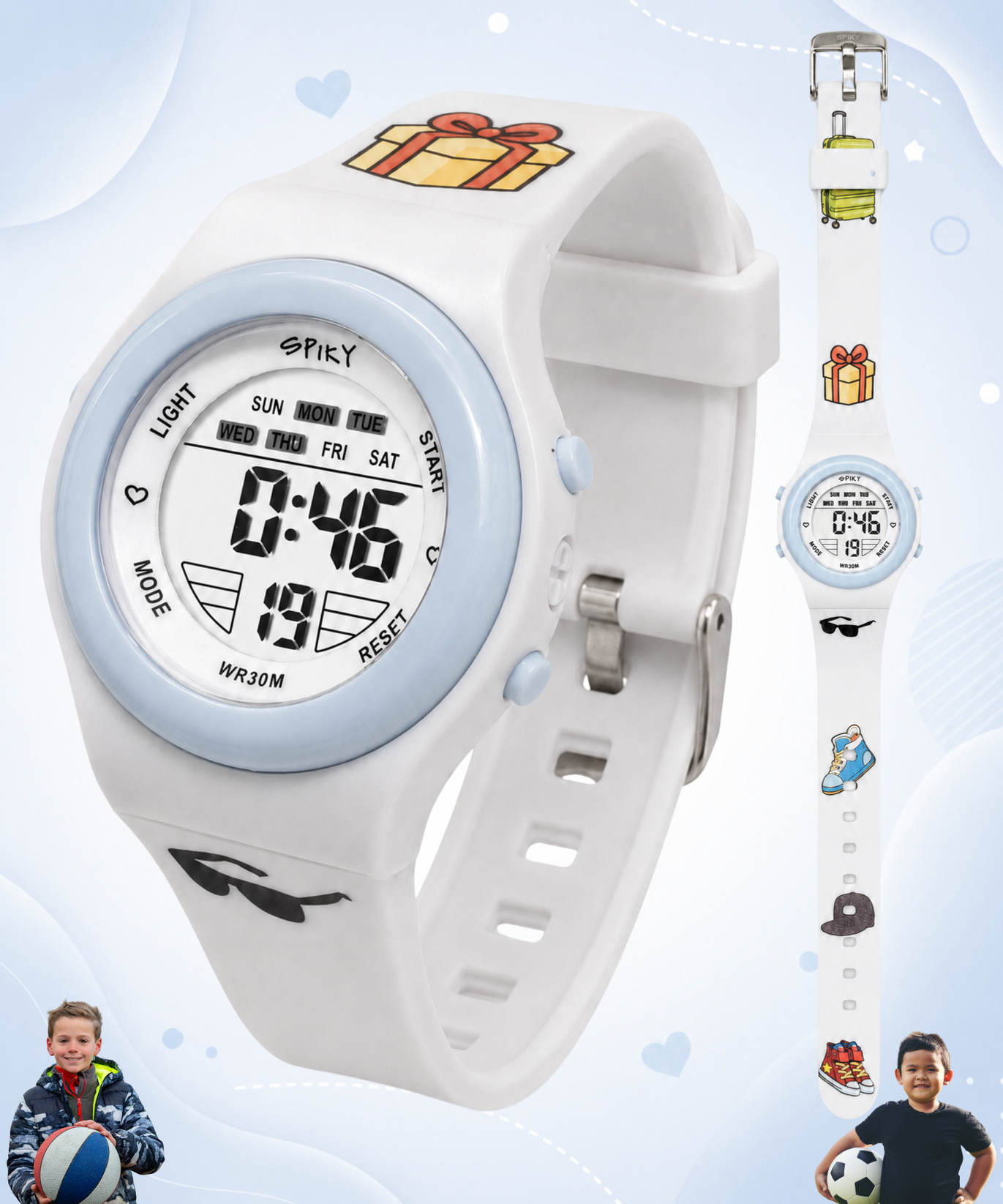 Spiky Round Digital Sports Watch for Kids