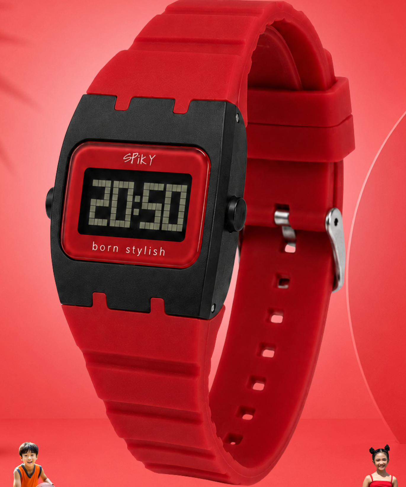 Spiky Rectangle Digital Sports Watch for Kids