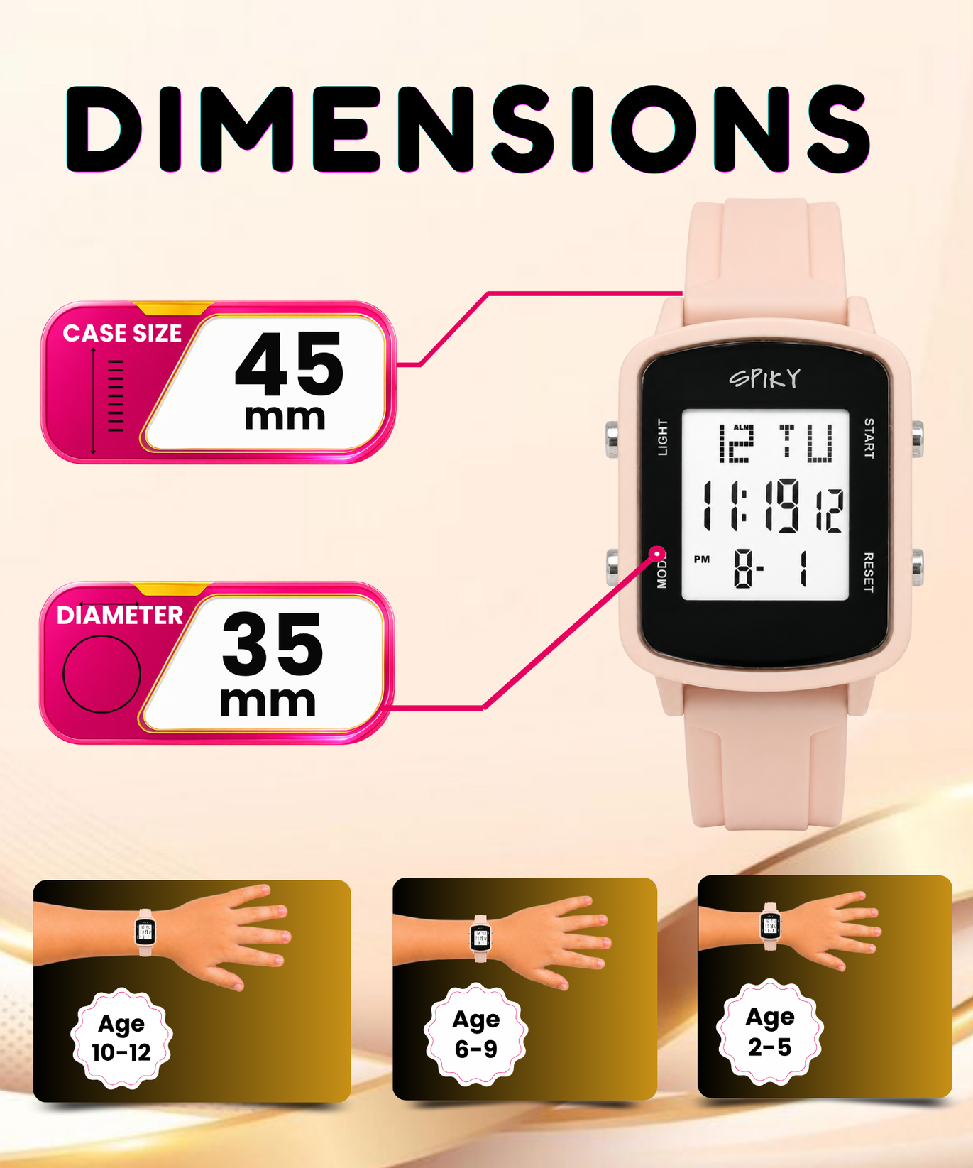 SPIKY Square Digital Watch for Kids Boys & Girls
