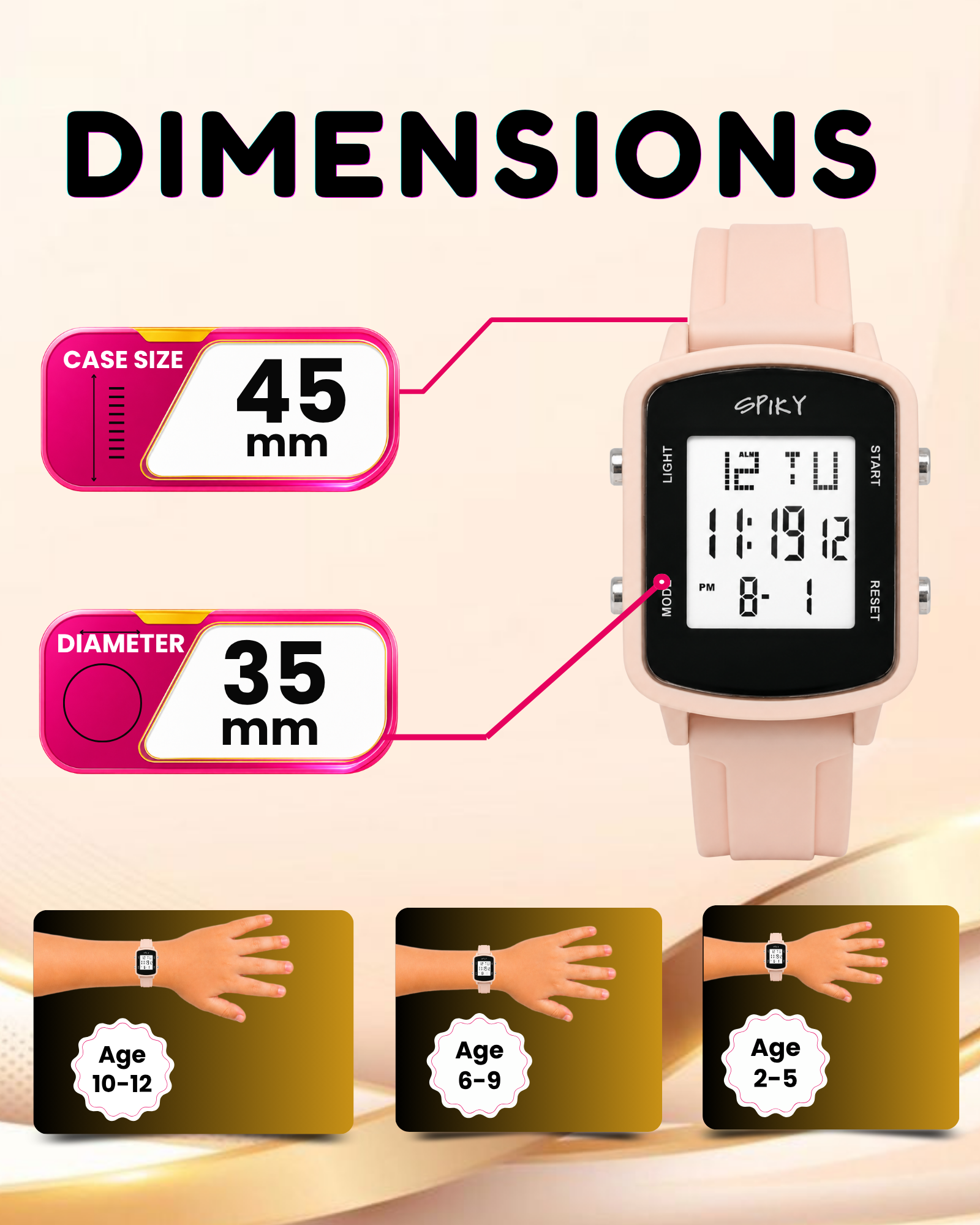 SPIKY Square Digital Watch for Kids Boys & Girls