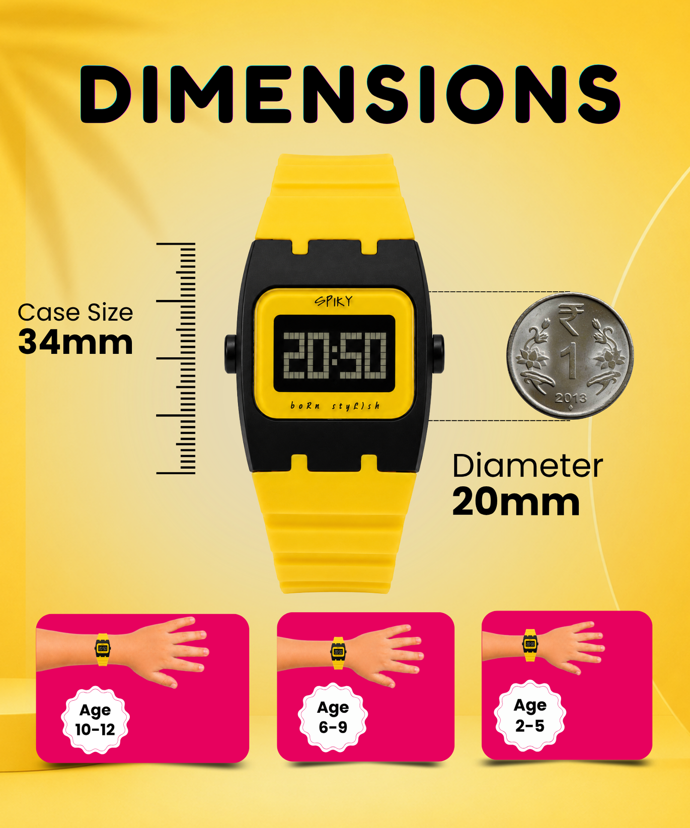 Spiky Rectangle Digital Sports Watch for Kids