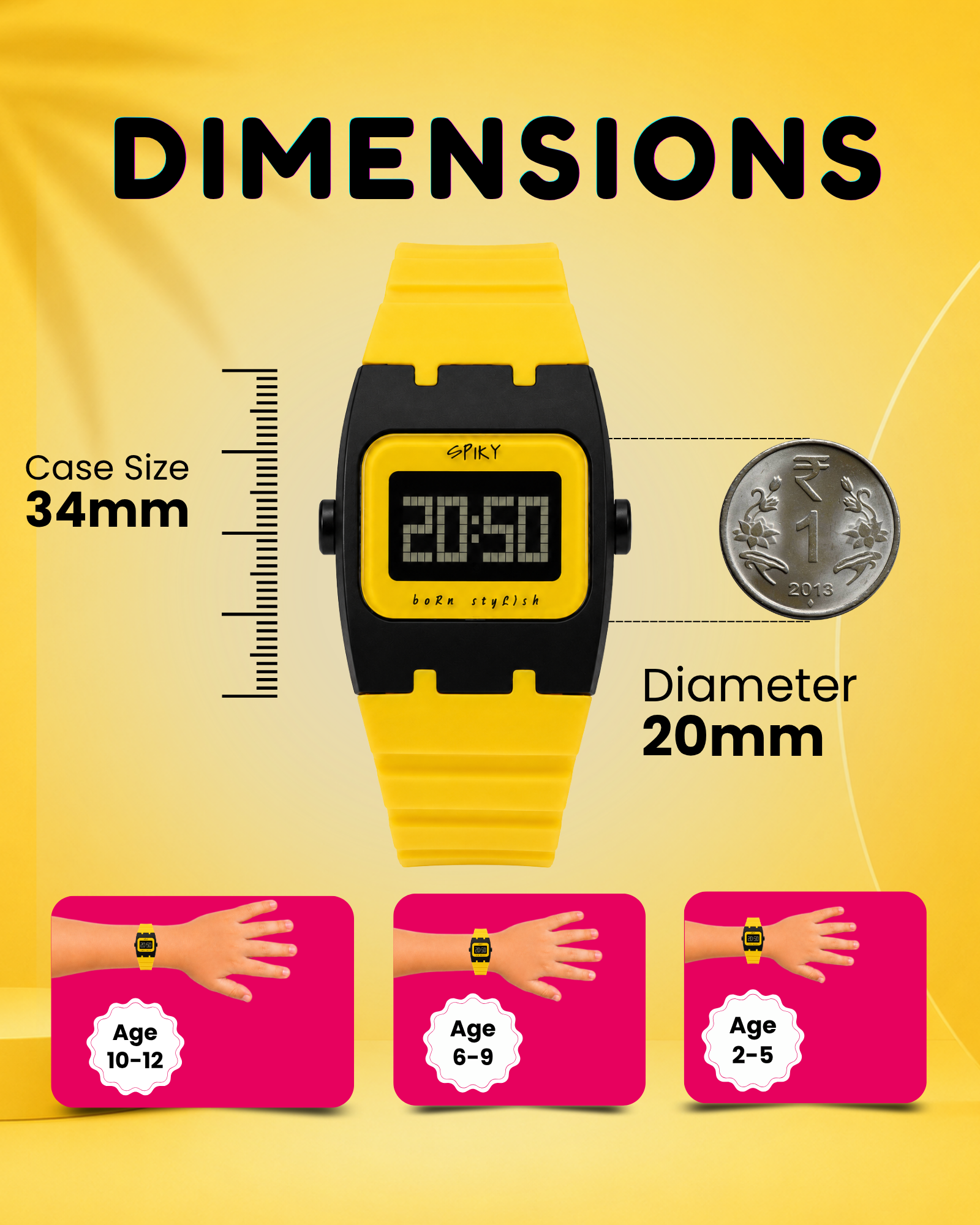 Spiky Rectangle Digital Sports Watch for Kids