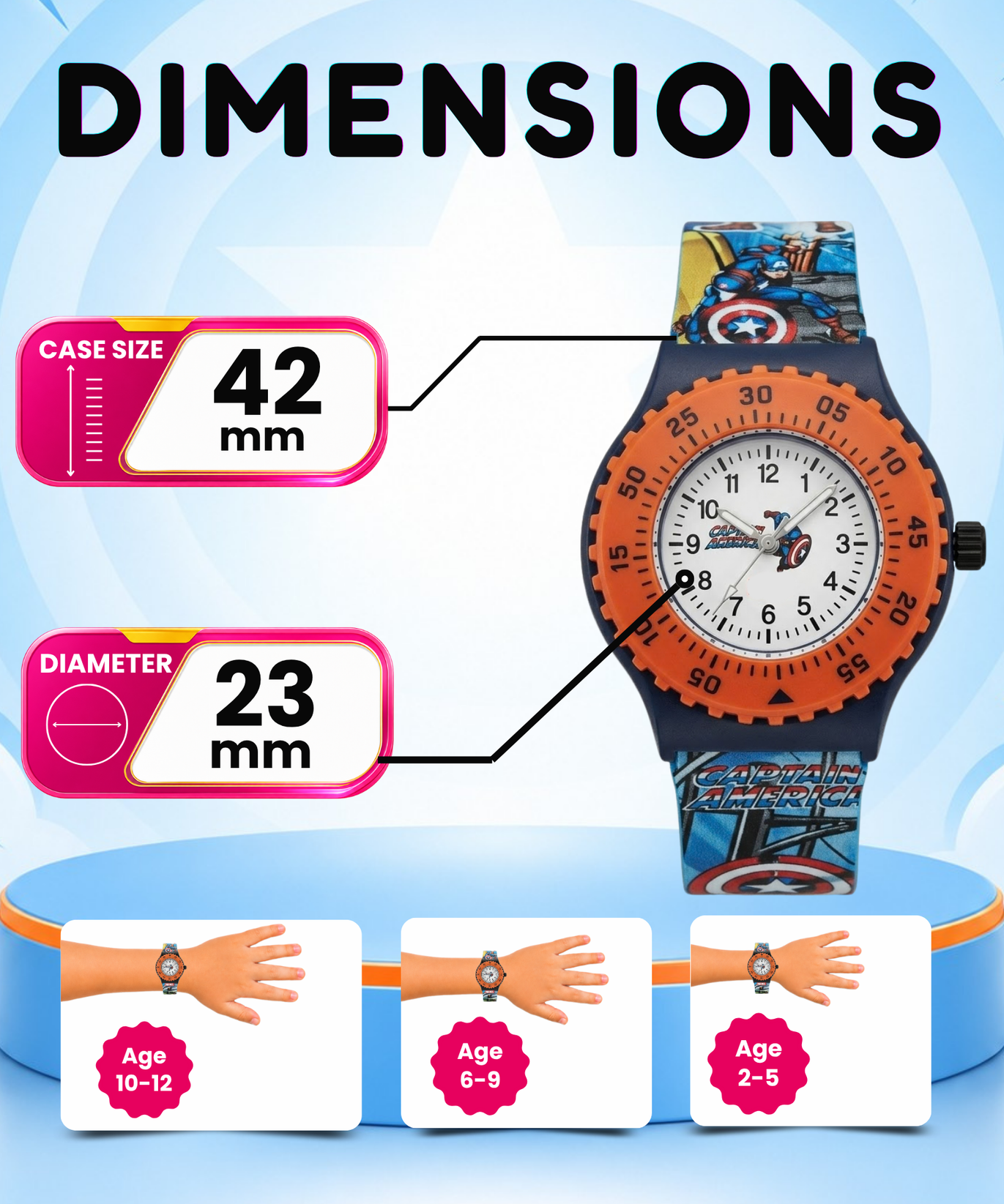 Spiky Round Captain America Themed Analog Watch