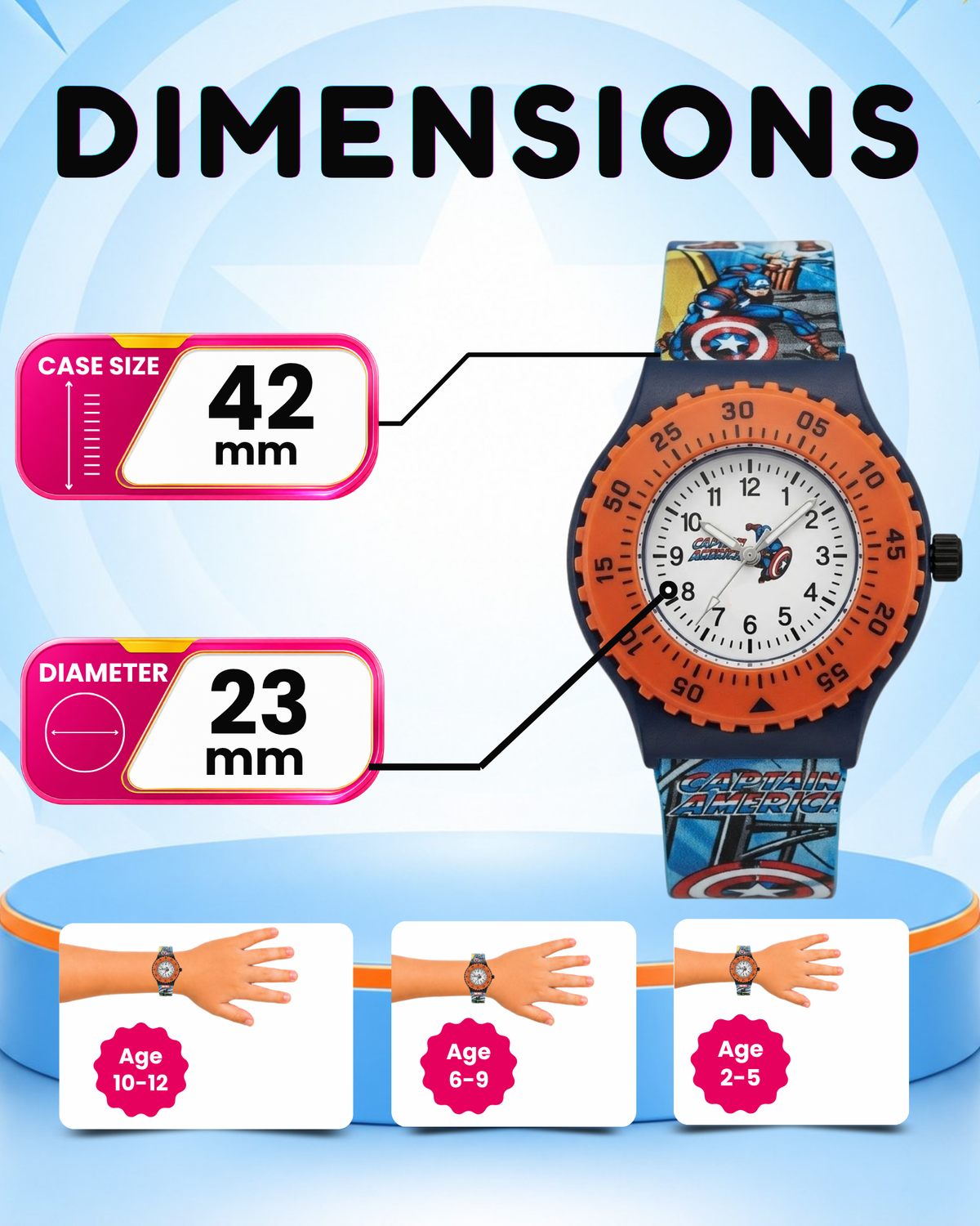 Spiky Round Captain America Themed Analog Watch