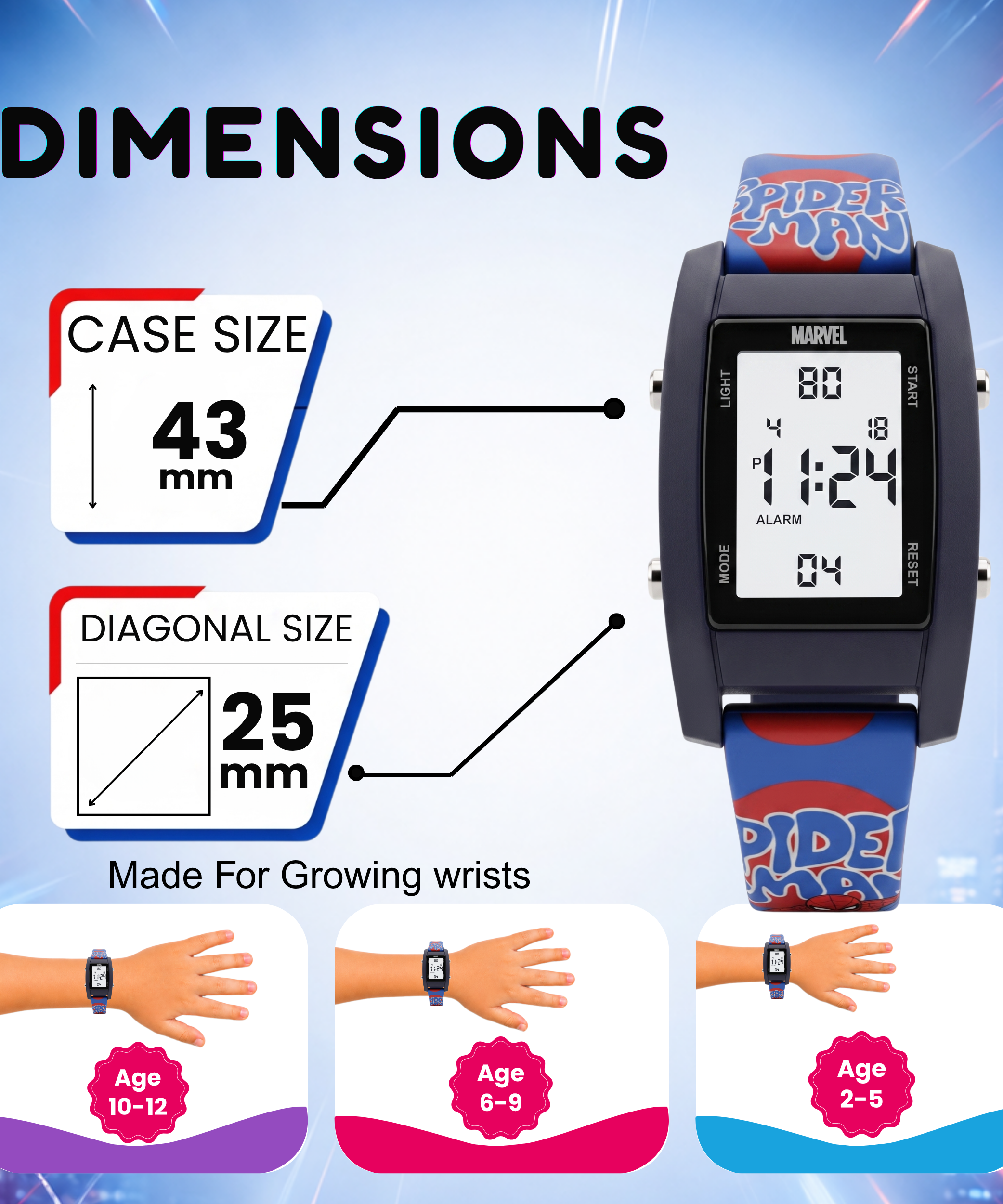 Spiky Spiderman theme Digital Kids Watch