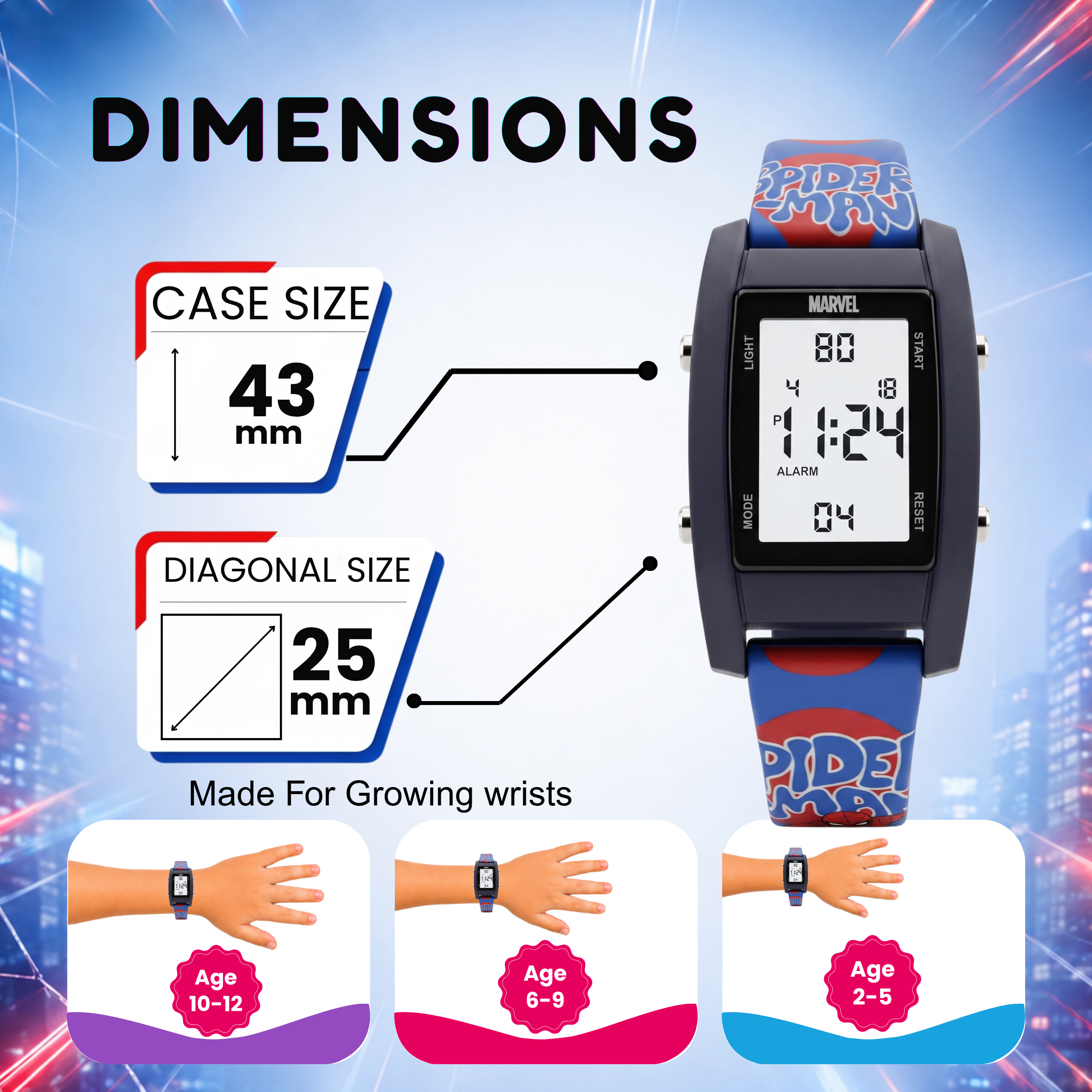 Spiky Spiderman theme Digital Kids Watch