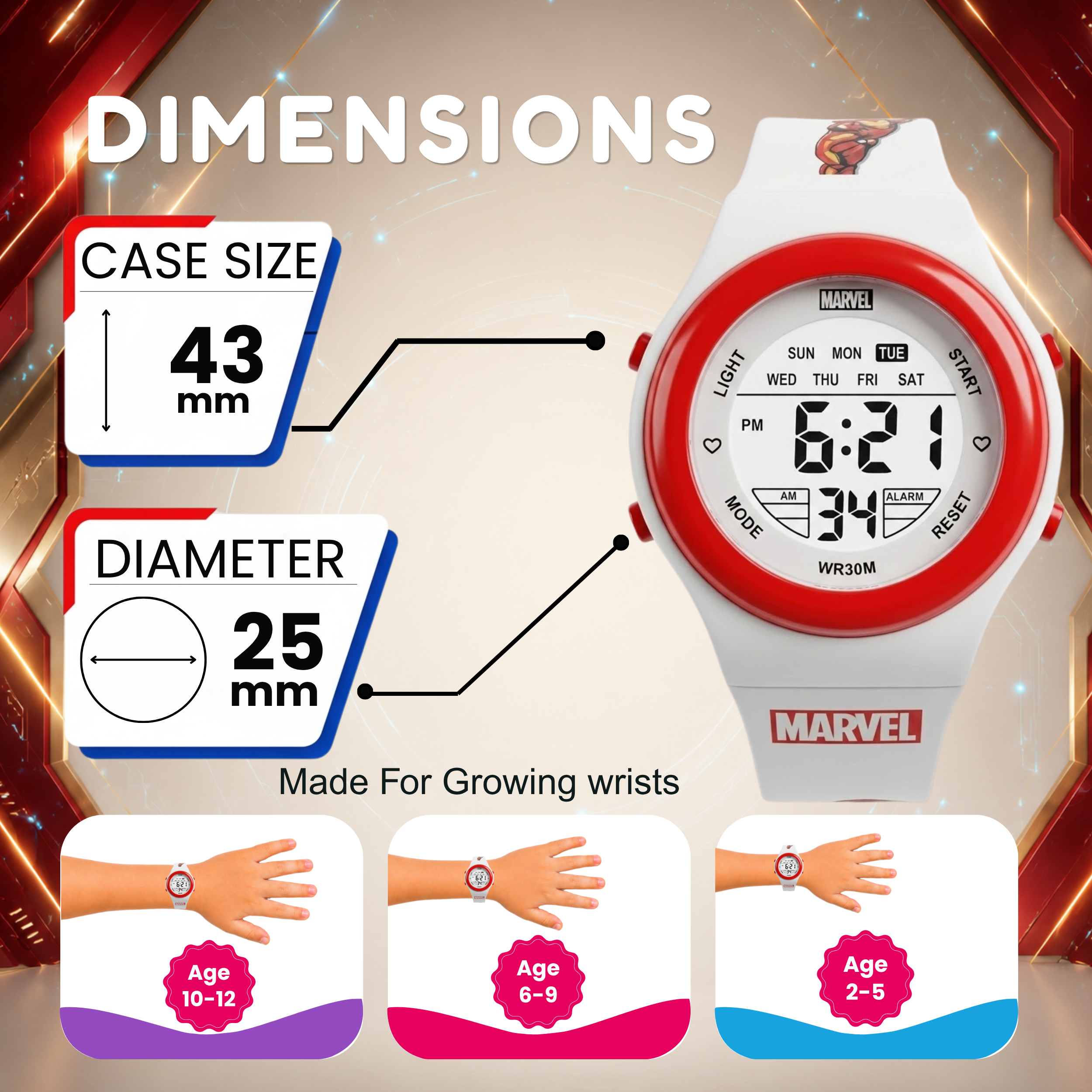 Spiky Iron Man theme Digital Kids Watch