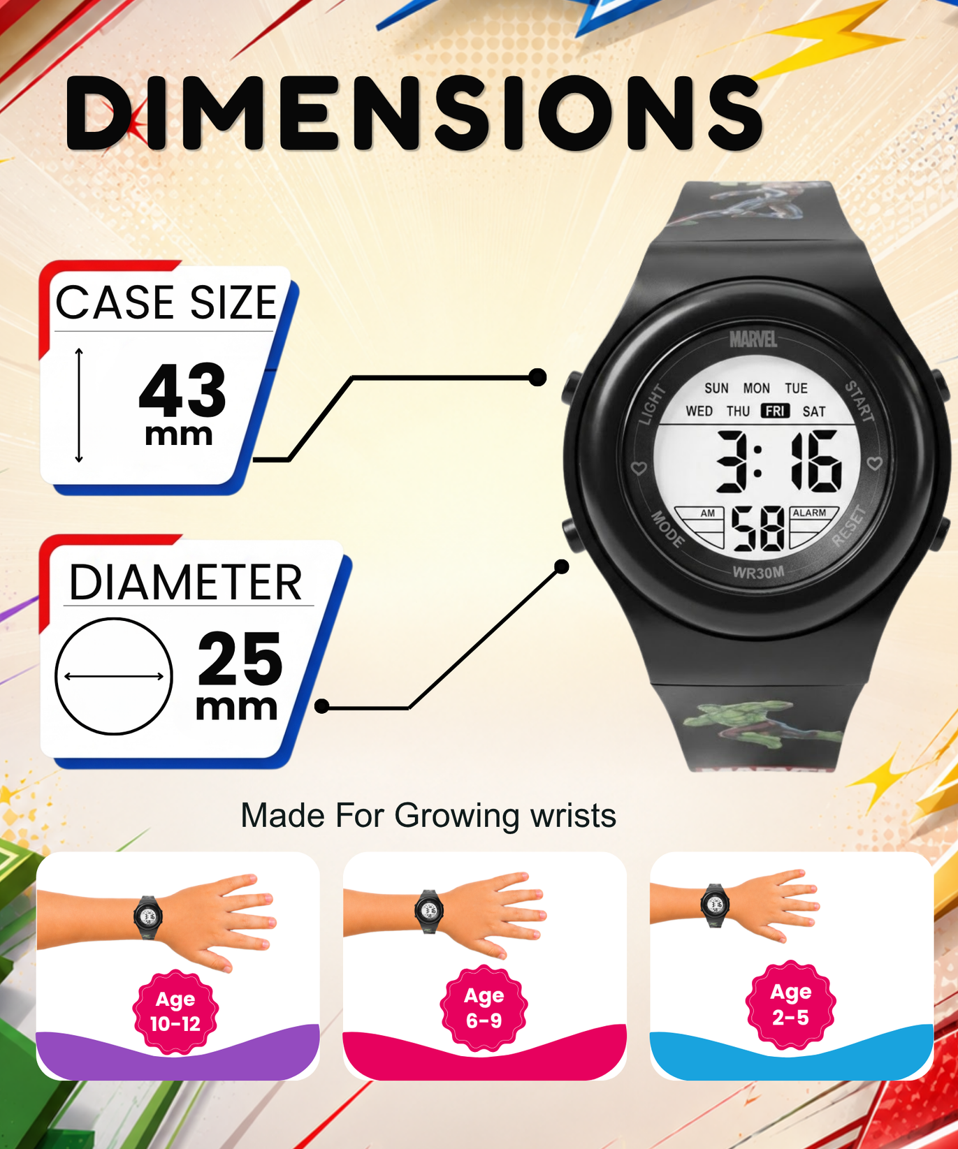 Spiky Avengers theme Digital Kids Watch