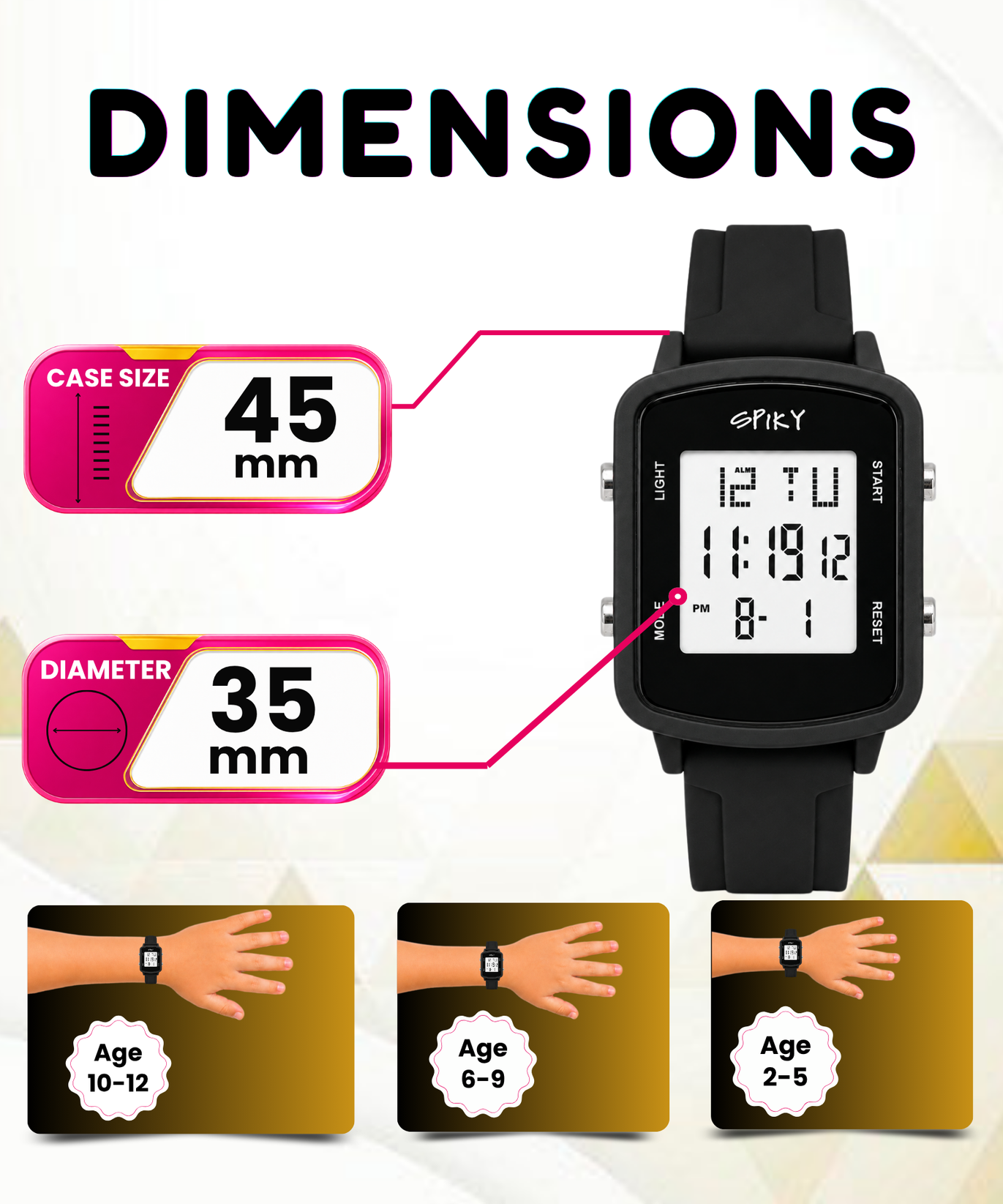 SPIKY Square Digital Watch for Kids Boys & Girls
