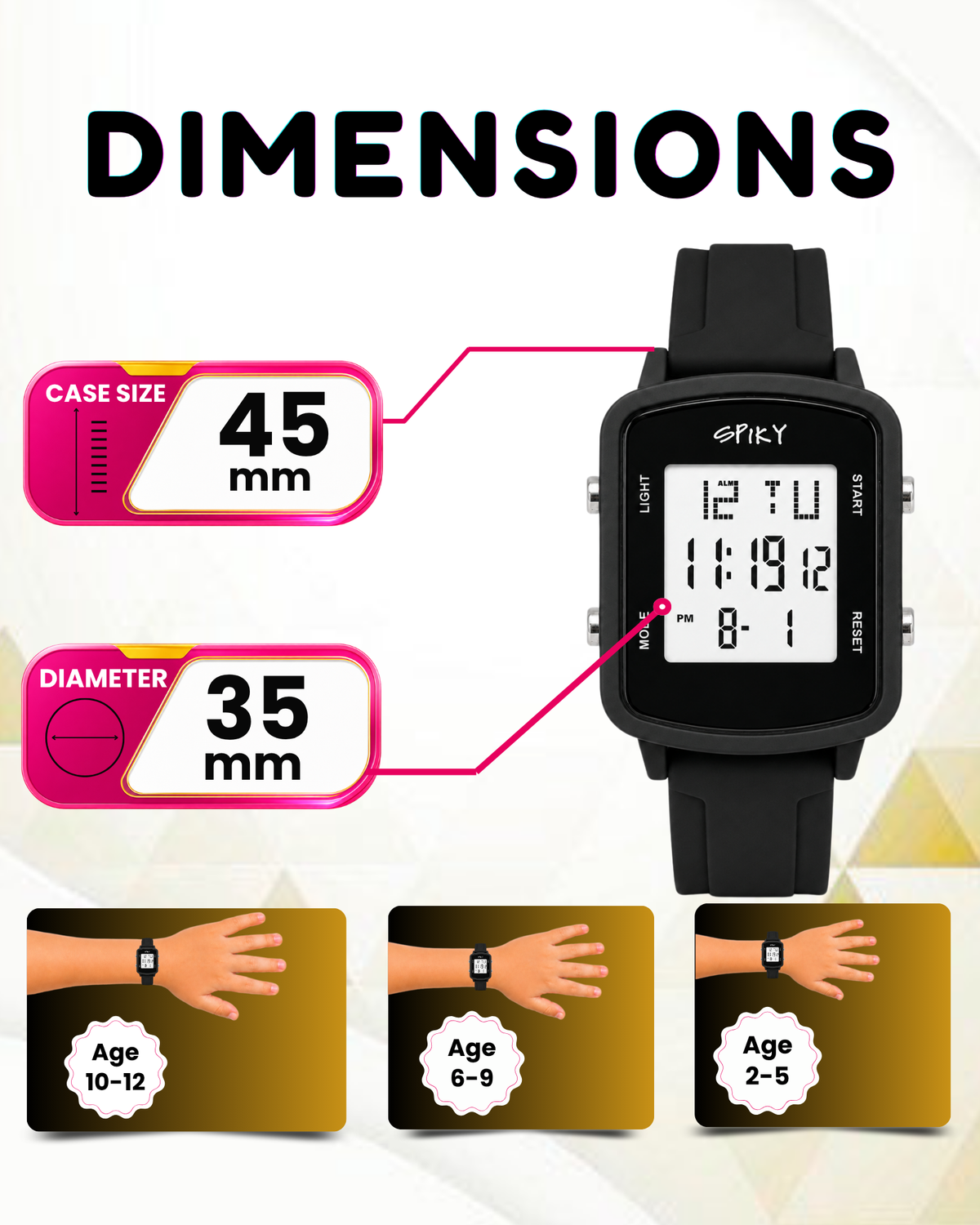 SPIKY Square Digital Watch for Kids Boys & Girls