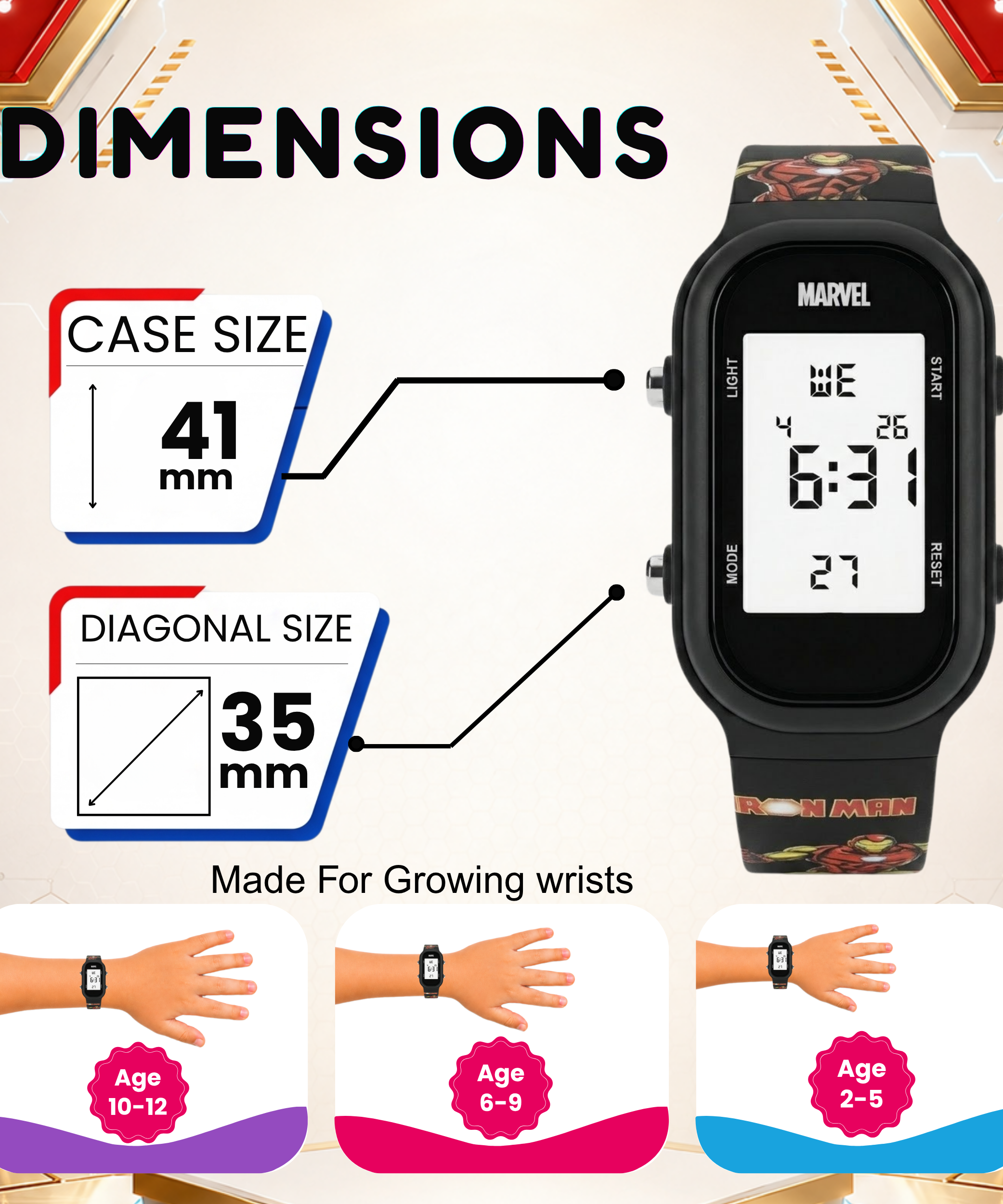 Spiky Ironman theme Digital Kids Watch