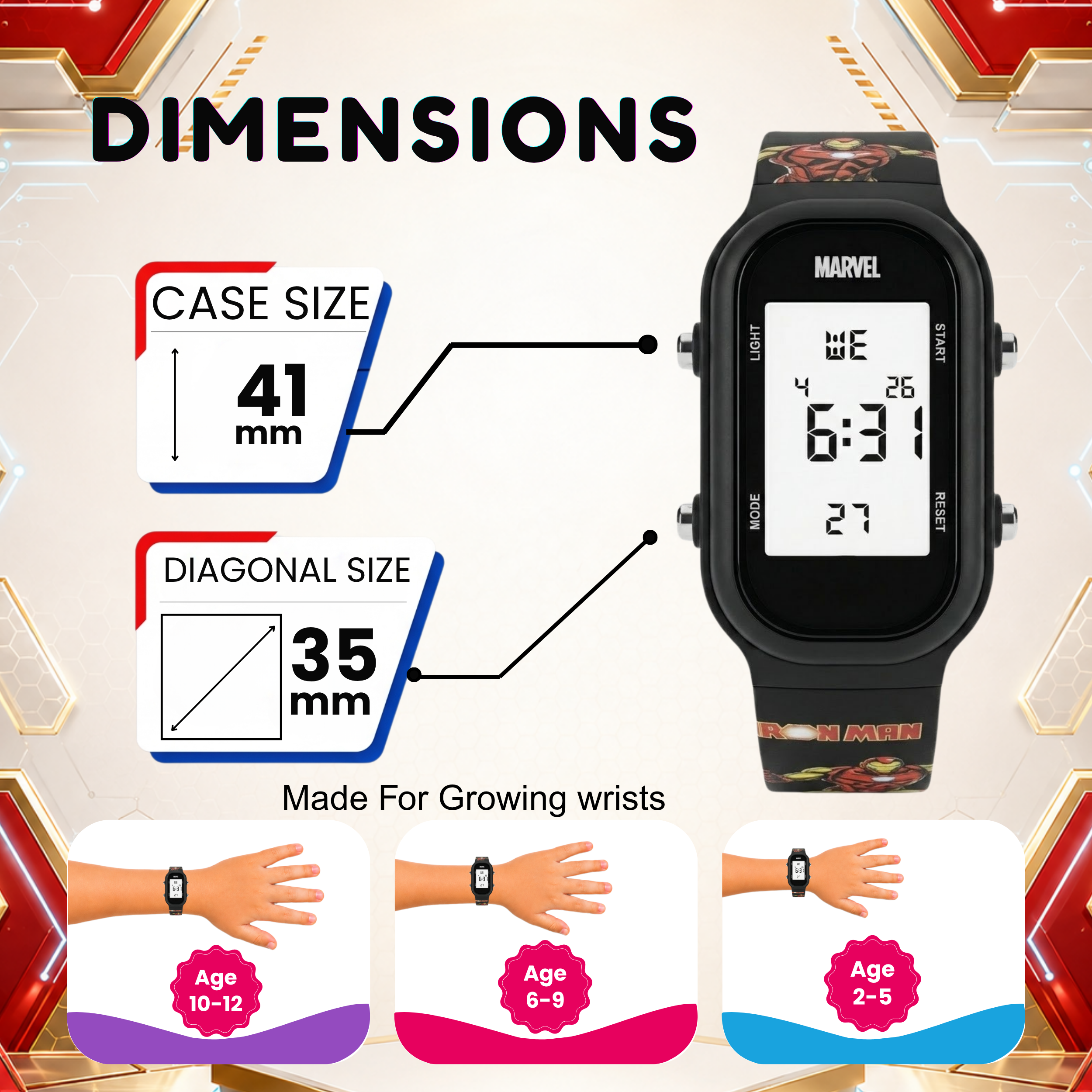 Spiky Ironman theme Digital Kids Watch