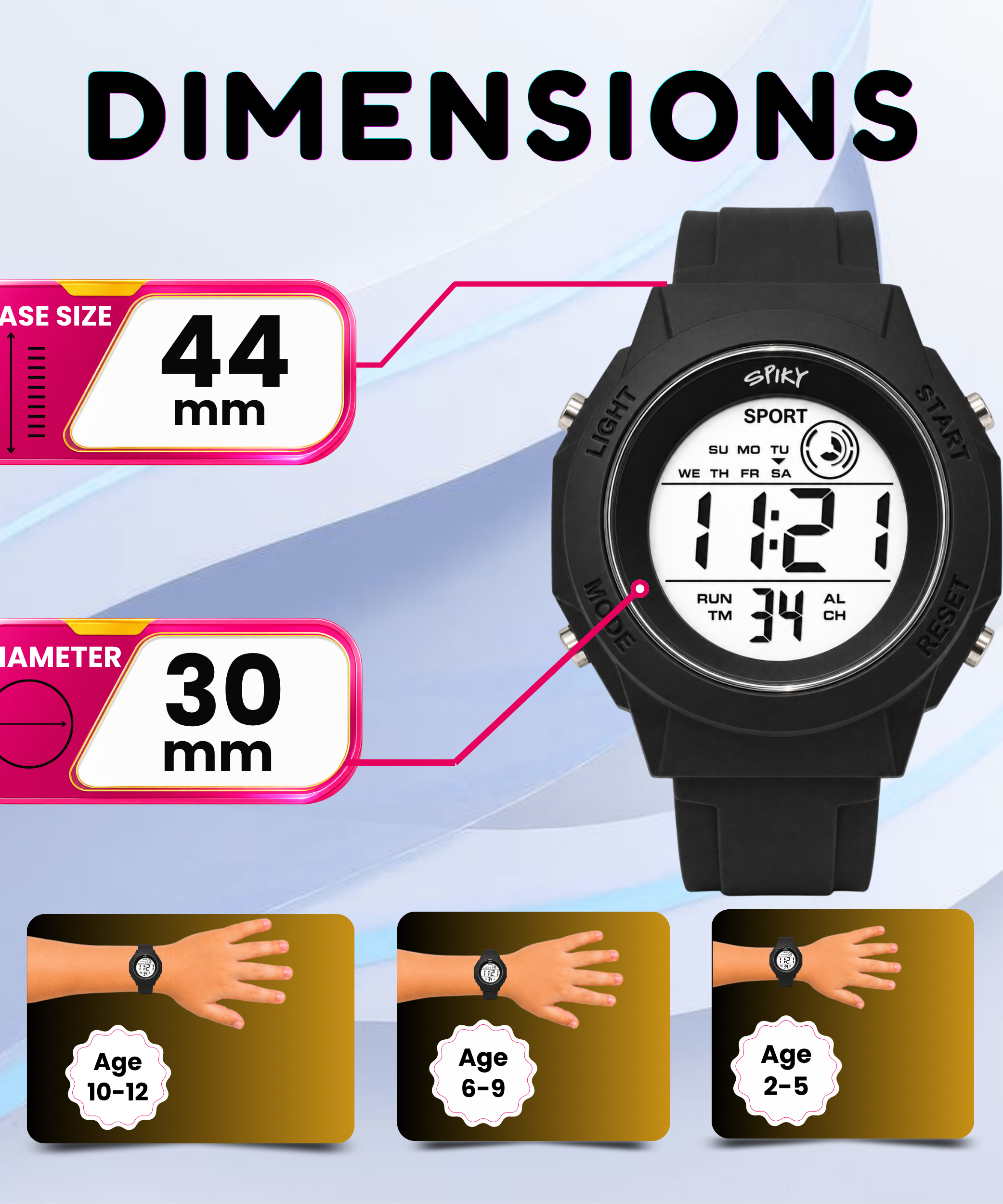 Spiky Square Digital Sports Watch for Kids Boys & Girls