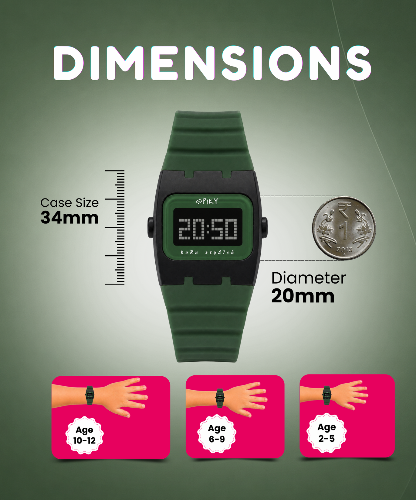 Spiky Rectangle Digital Sports Watch for Kids