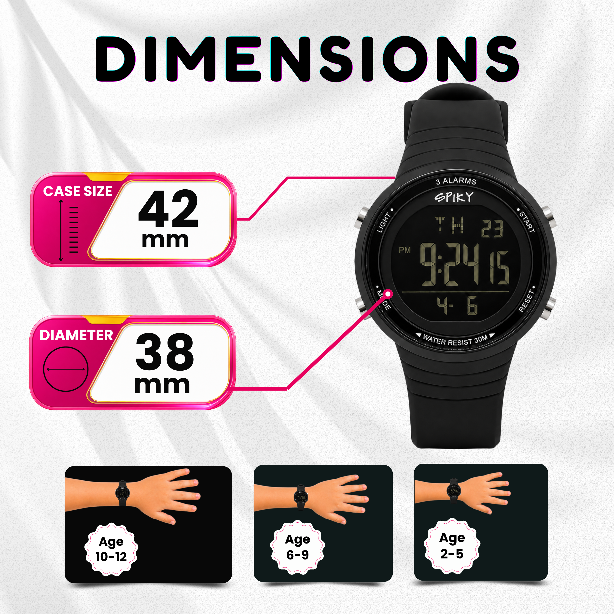 Spiky Square Digital Sports Watch for Kids Boys & Girls