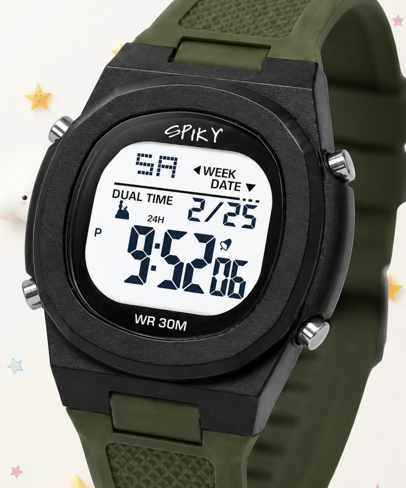 Spiky EVA65 Round Digital Sports Watch for Kids