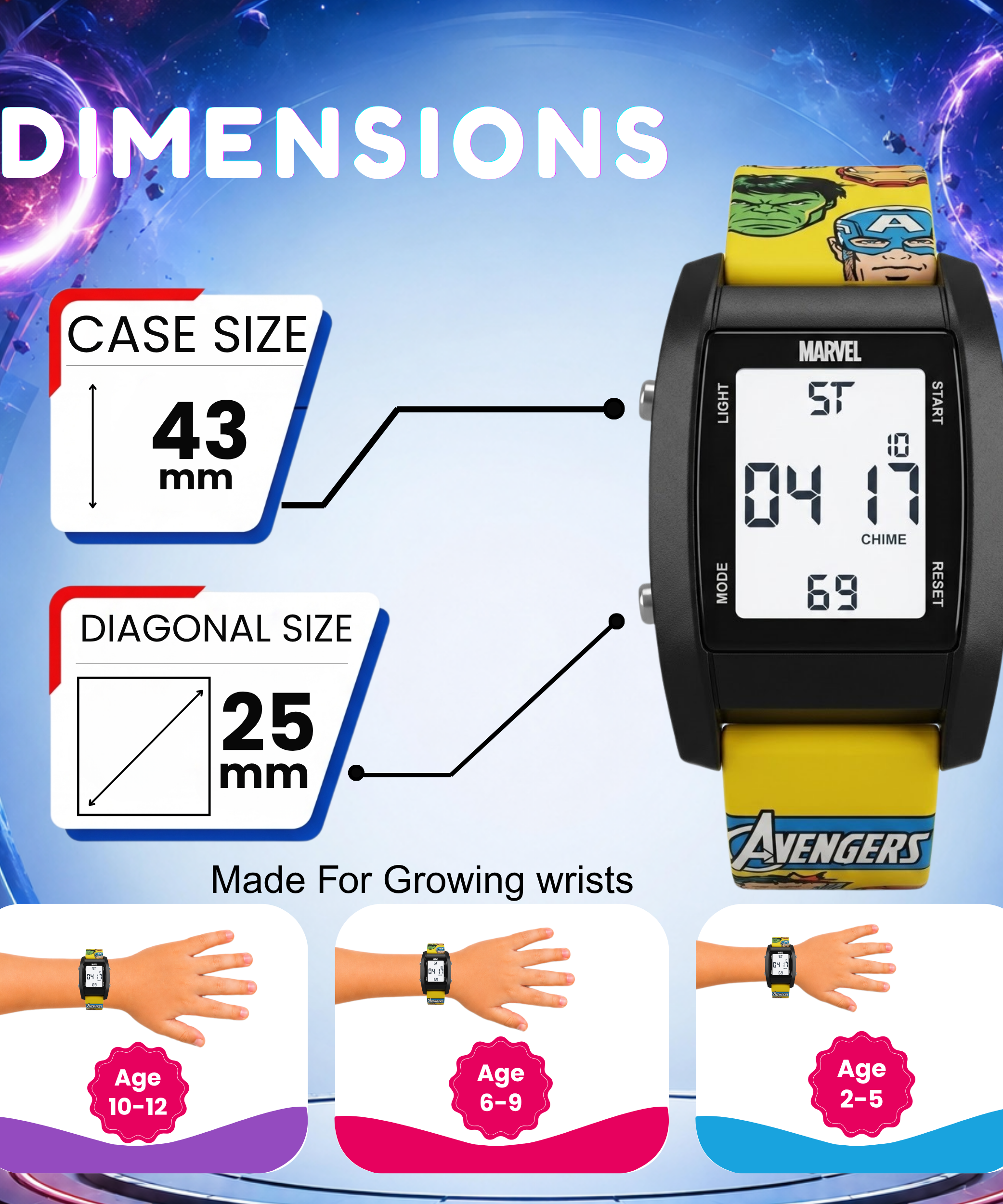 Spiky Avengers theme Digital Kids Watch