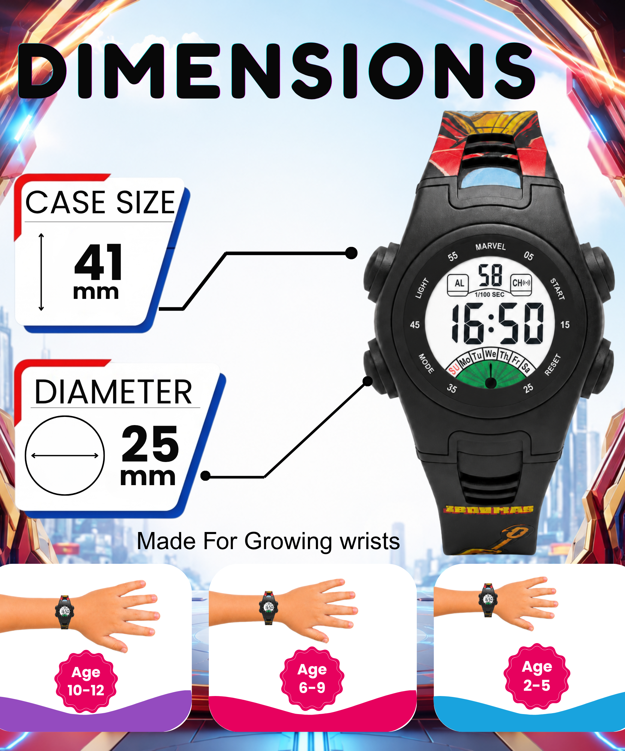 Spiky Iron Man theme Digital Kids Watch