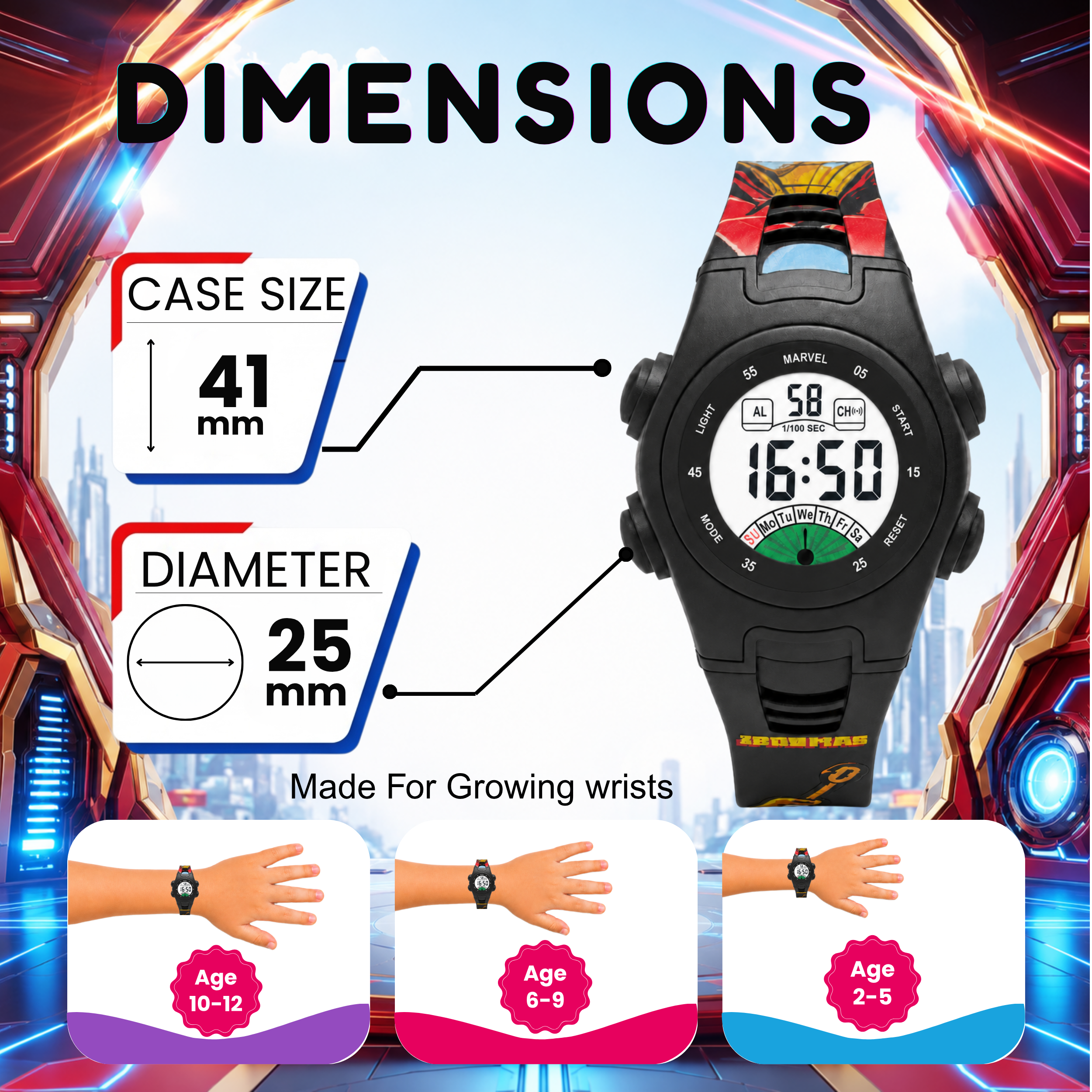 Spiky Iron Man theme Digital Kids Watch
