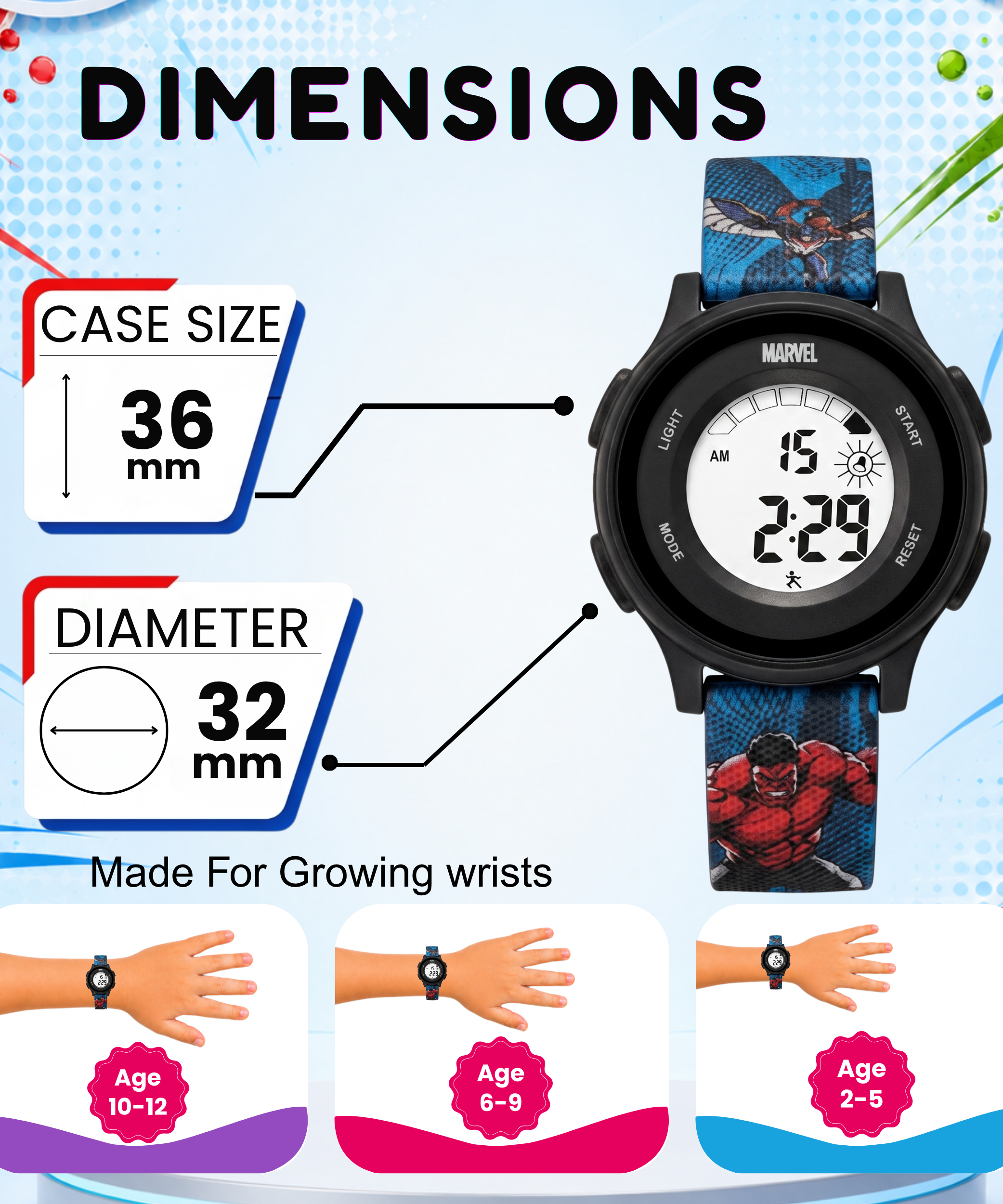 Spiky Hulk theme Digital Kids Watch