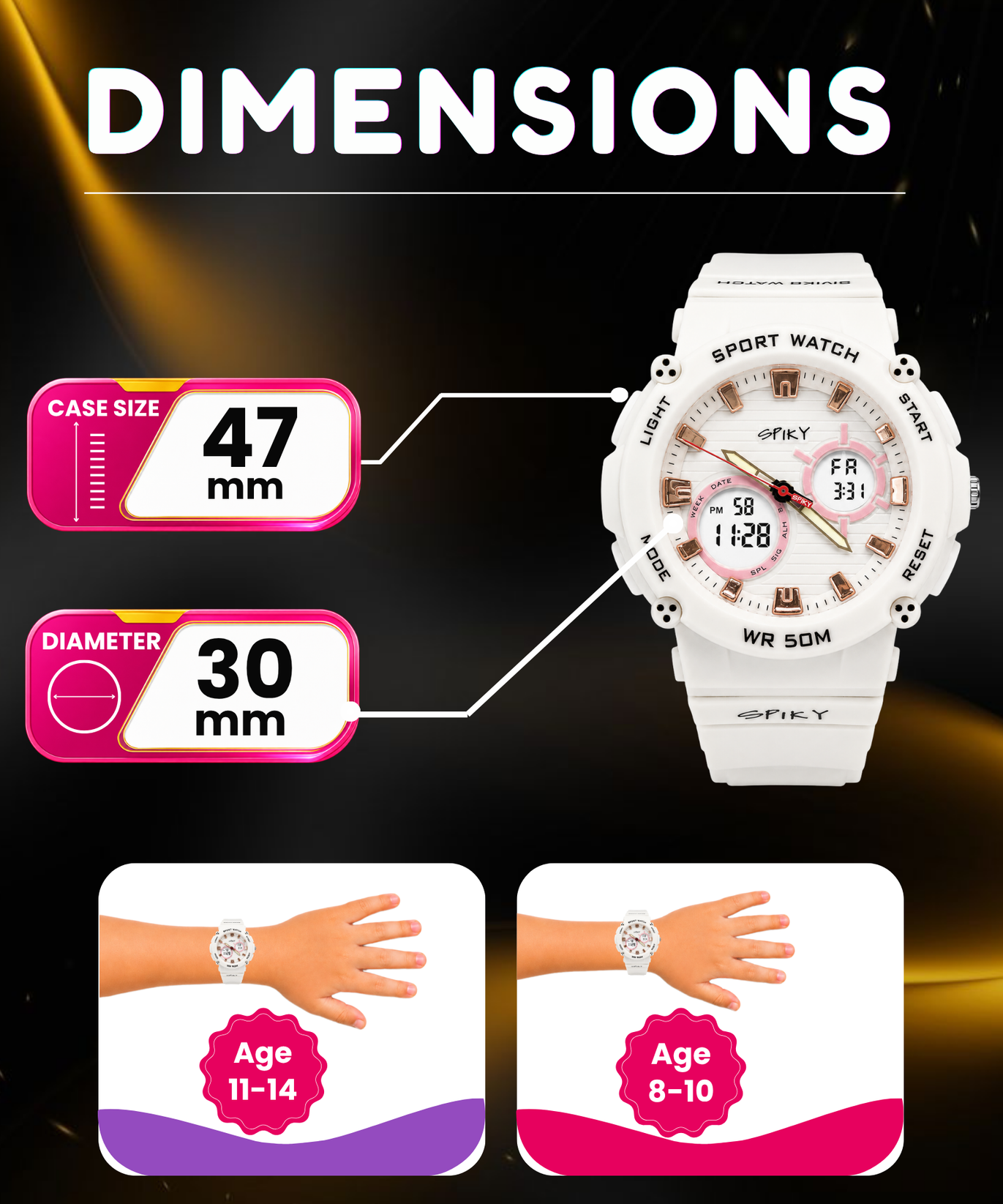 Spiky Analog-Digital Sports Watch for Kids Boys and Girls