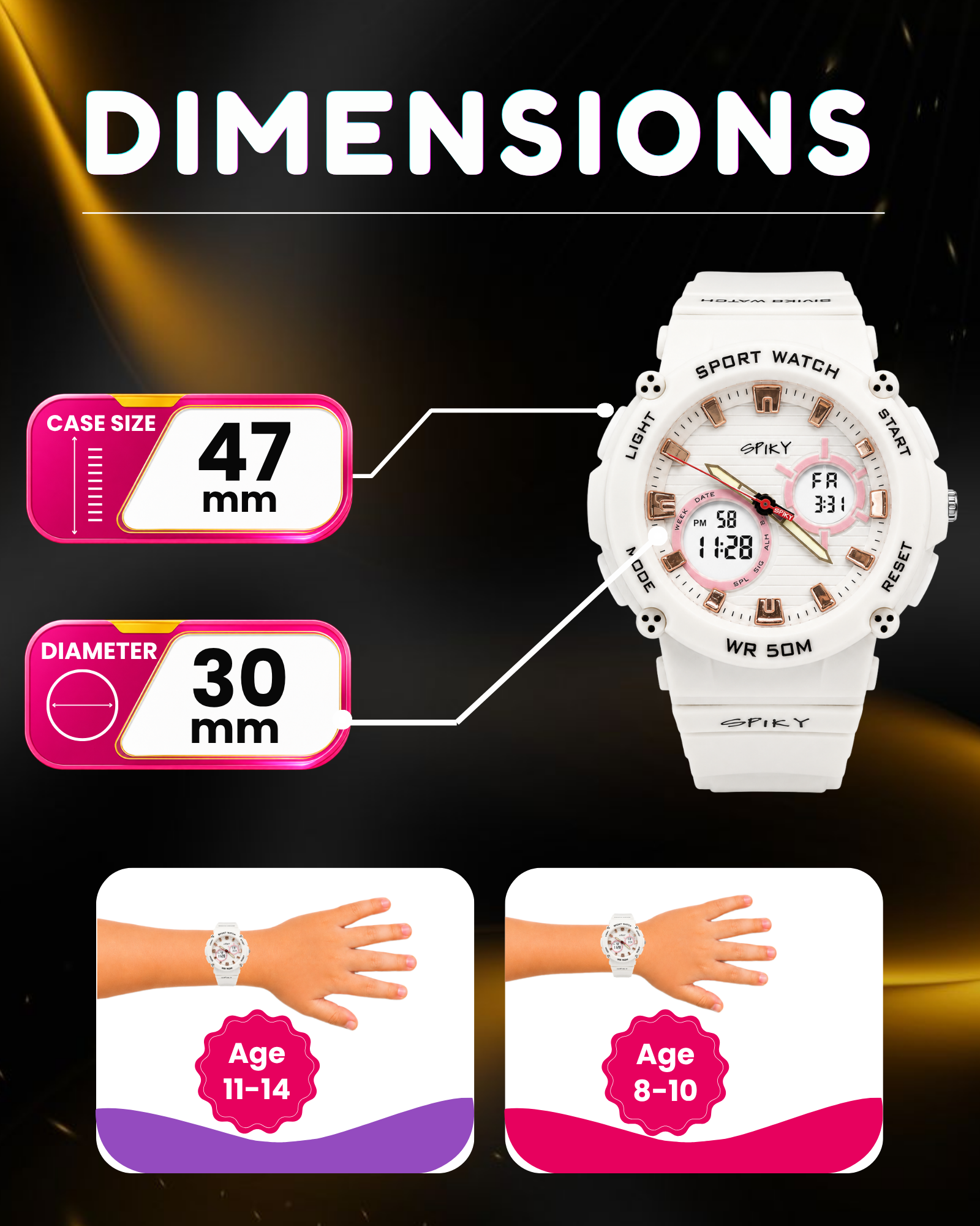 Spiky Analog-Digital Sports Watch for Kids Boys and Girls