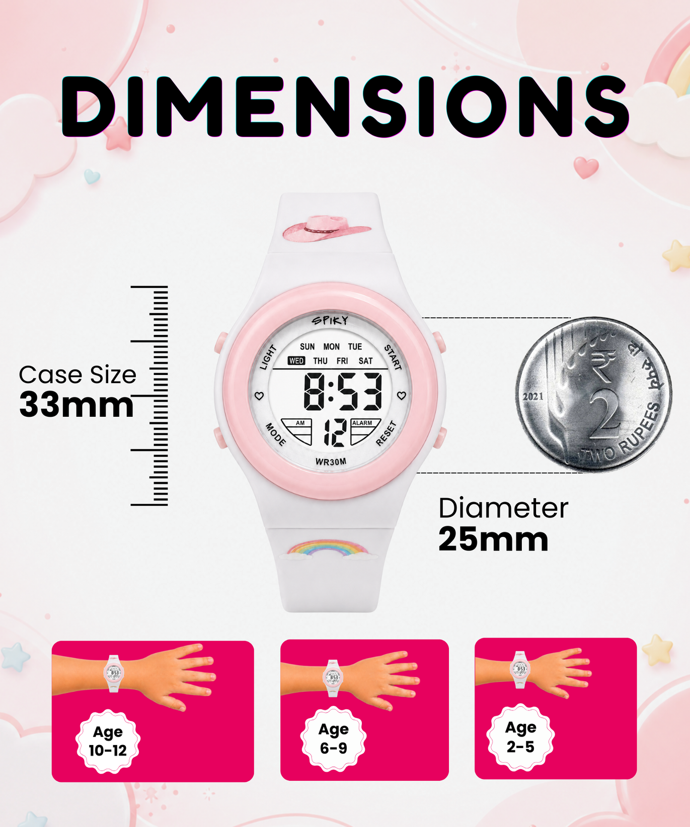Spiky Round Digital Sports Watch for Kids