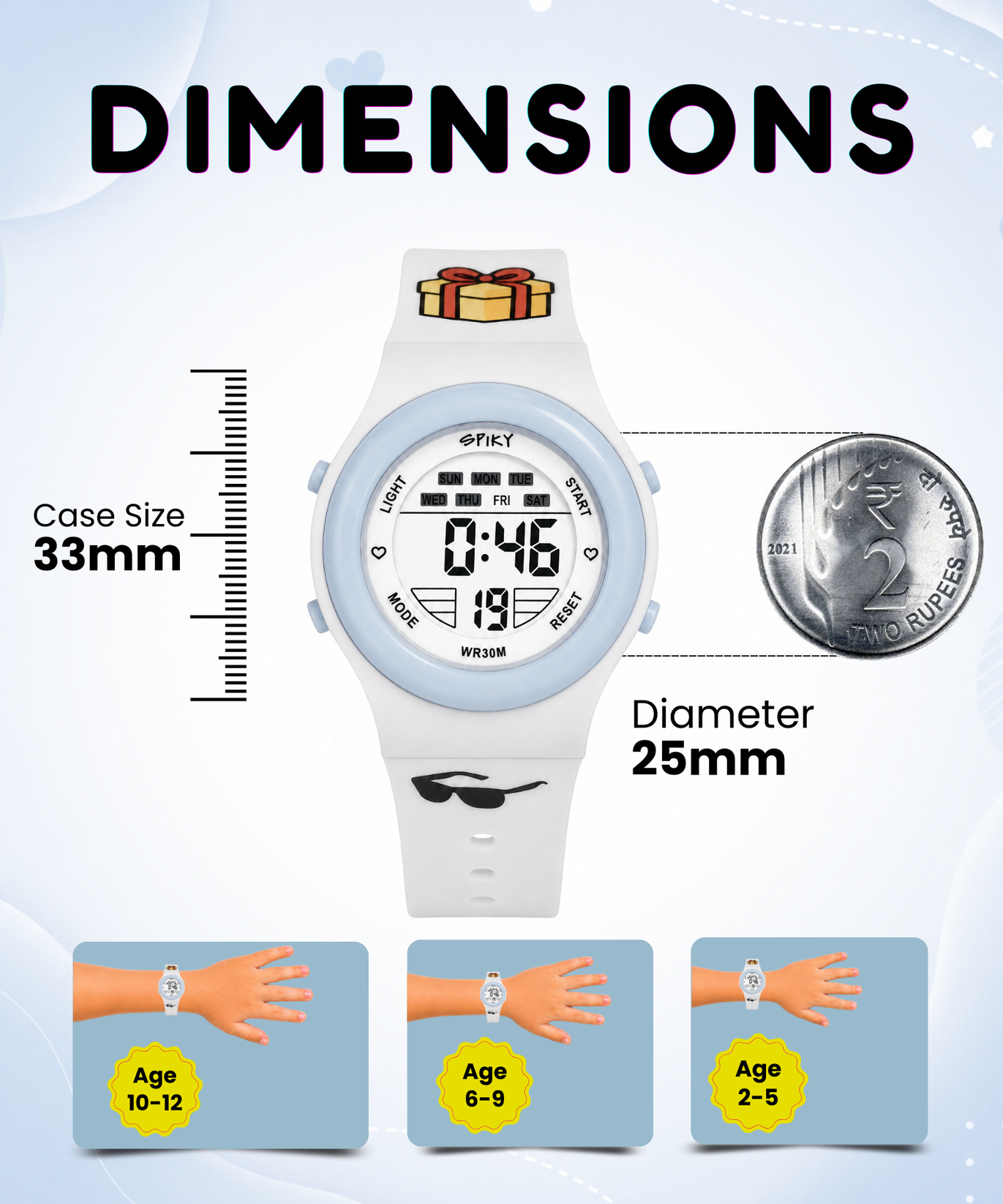 Spiky Round Digital Sports Watch for Kids