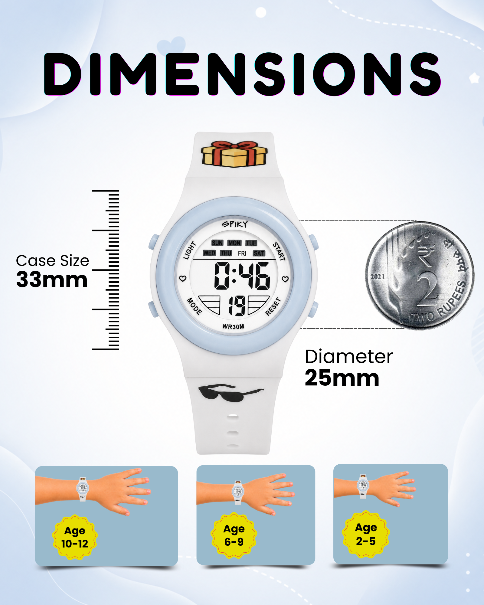 Spiky Round Digital Sports Watch for Kids