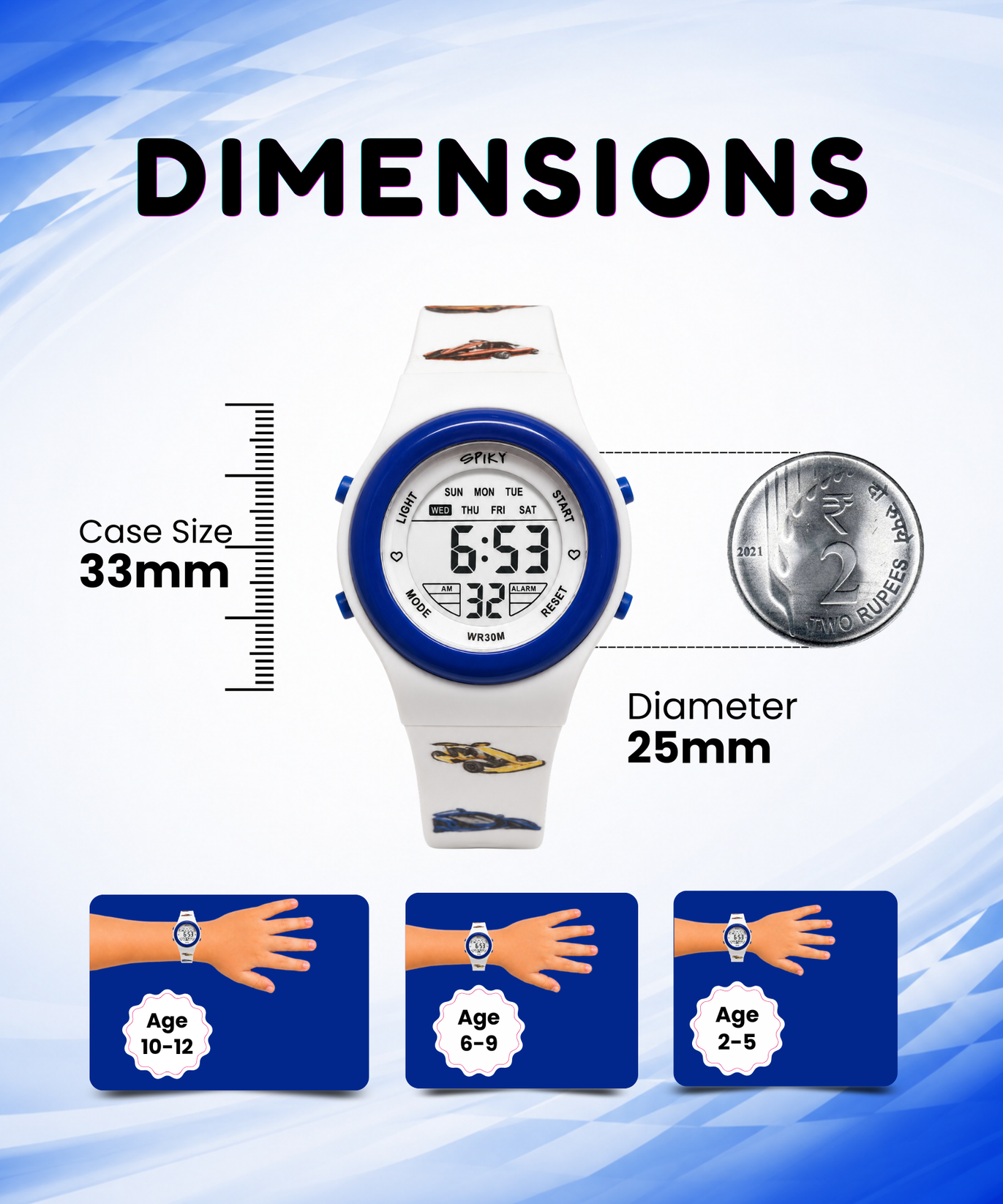 Spiky Round Digital Sports Watch for Kids
