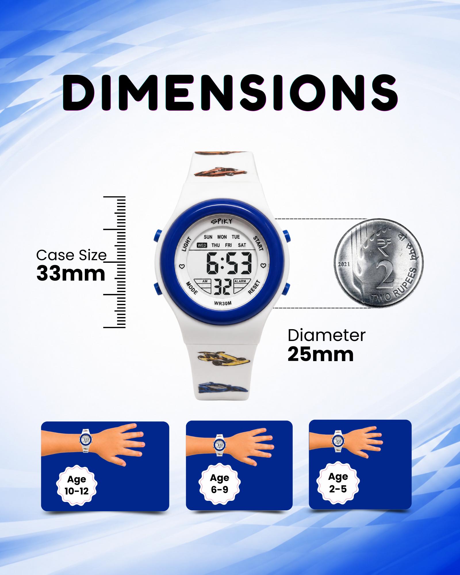 Spiky Round Digital Sports Watch for Kids
