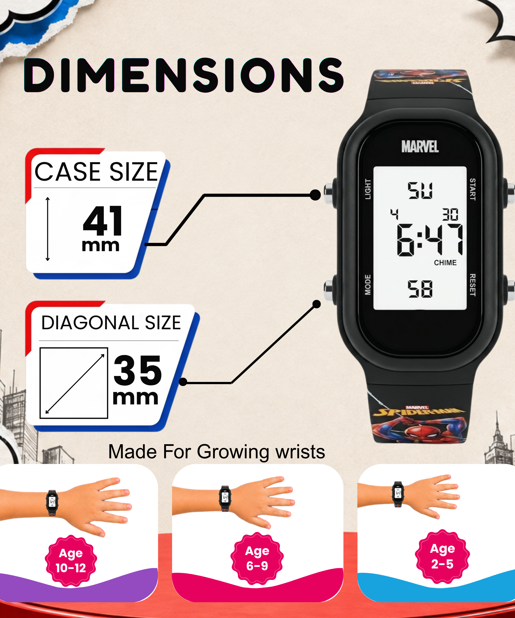 Spiky Spiderman theme Digital Kids Watch