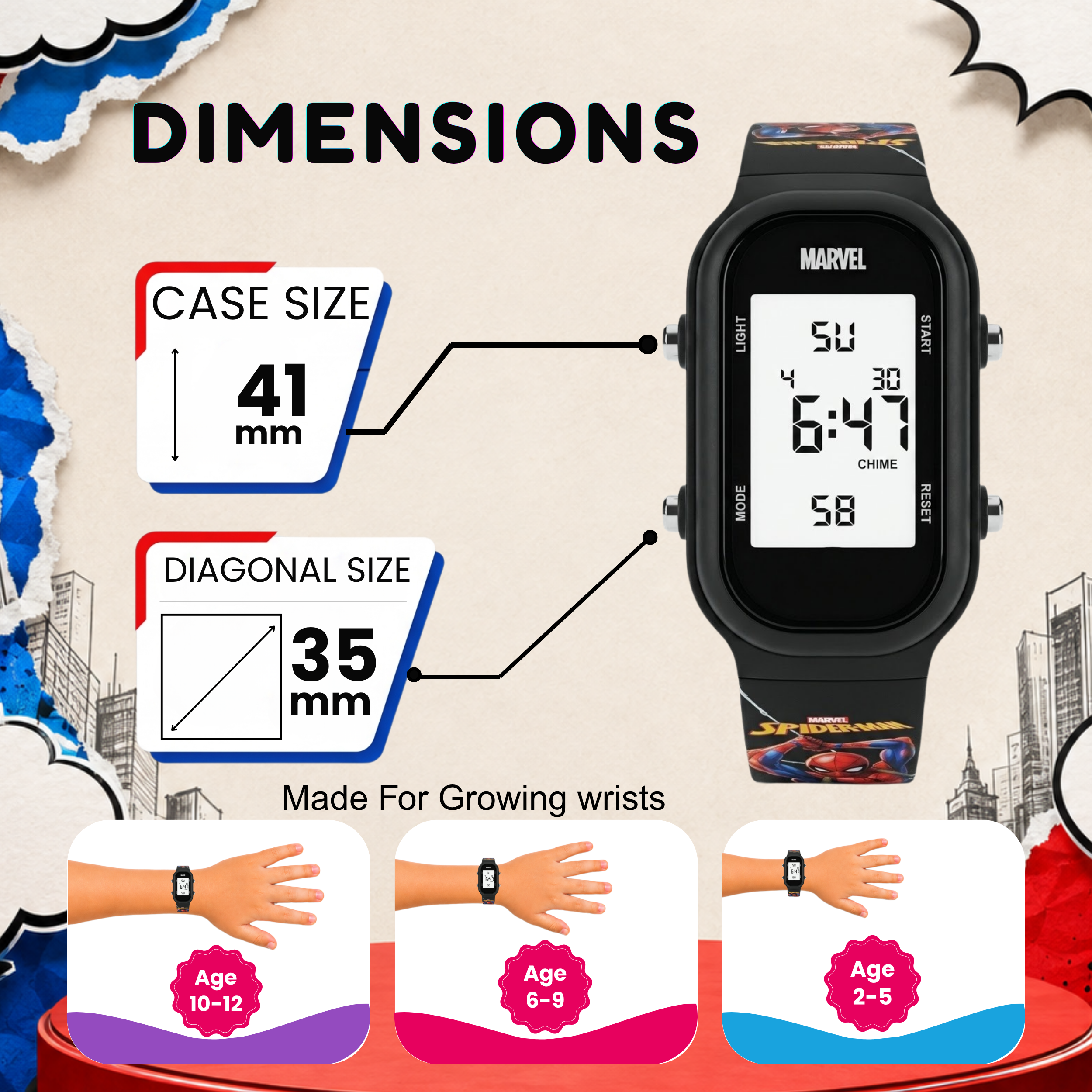 Spiky Spiderman theme Digital Kids Watch