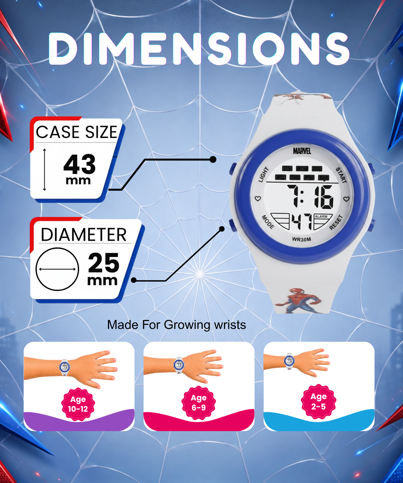 Spiky Spider Man theme Digital Kids Watch