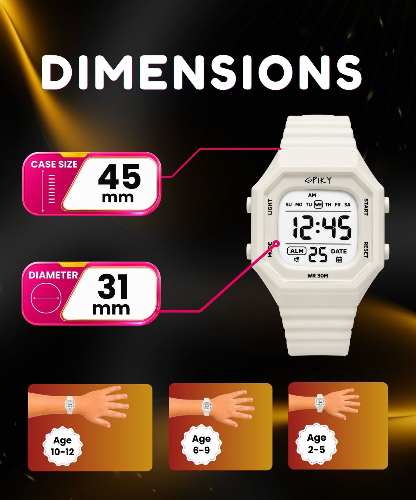 Spiky Square Digital Kids Watch for Boys & Girls