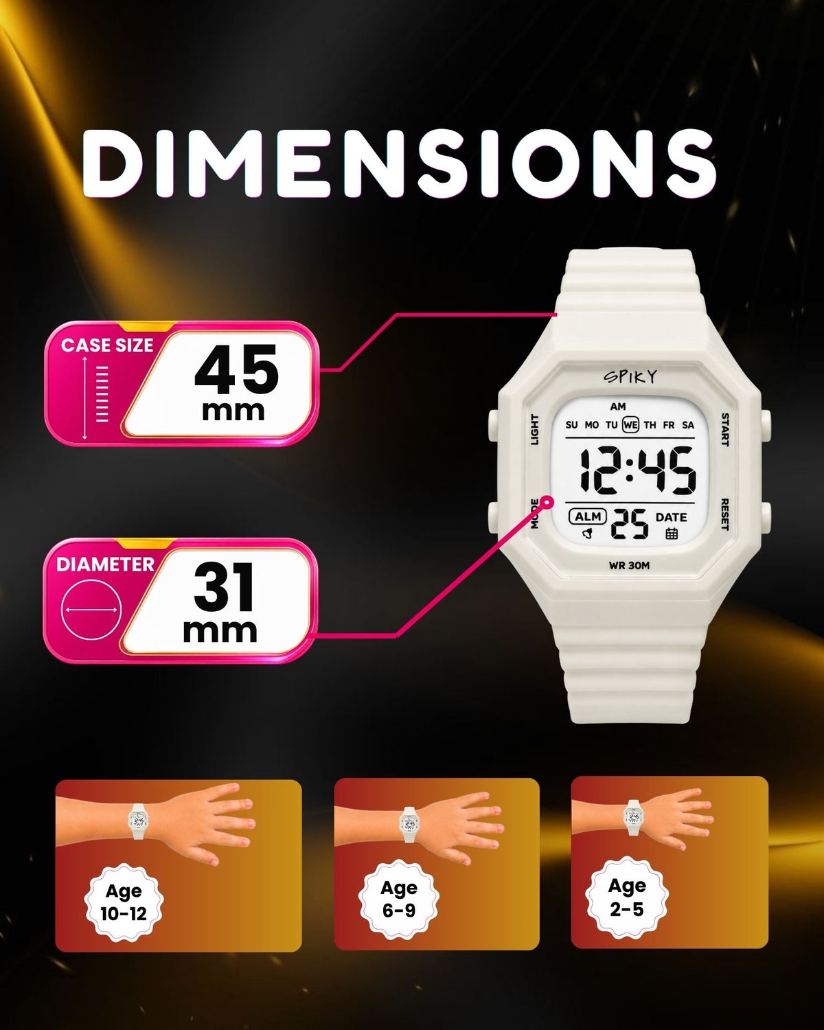 Spiky Square Digital Kids Watch for Boys & Girls