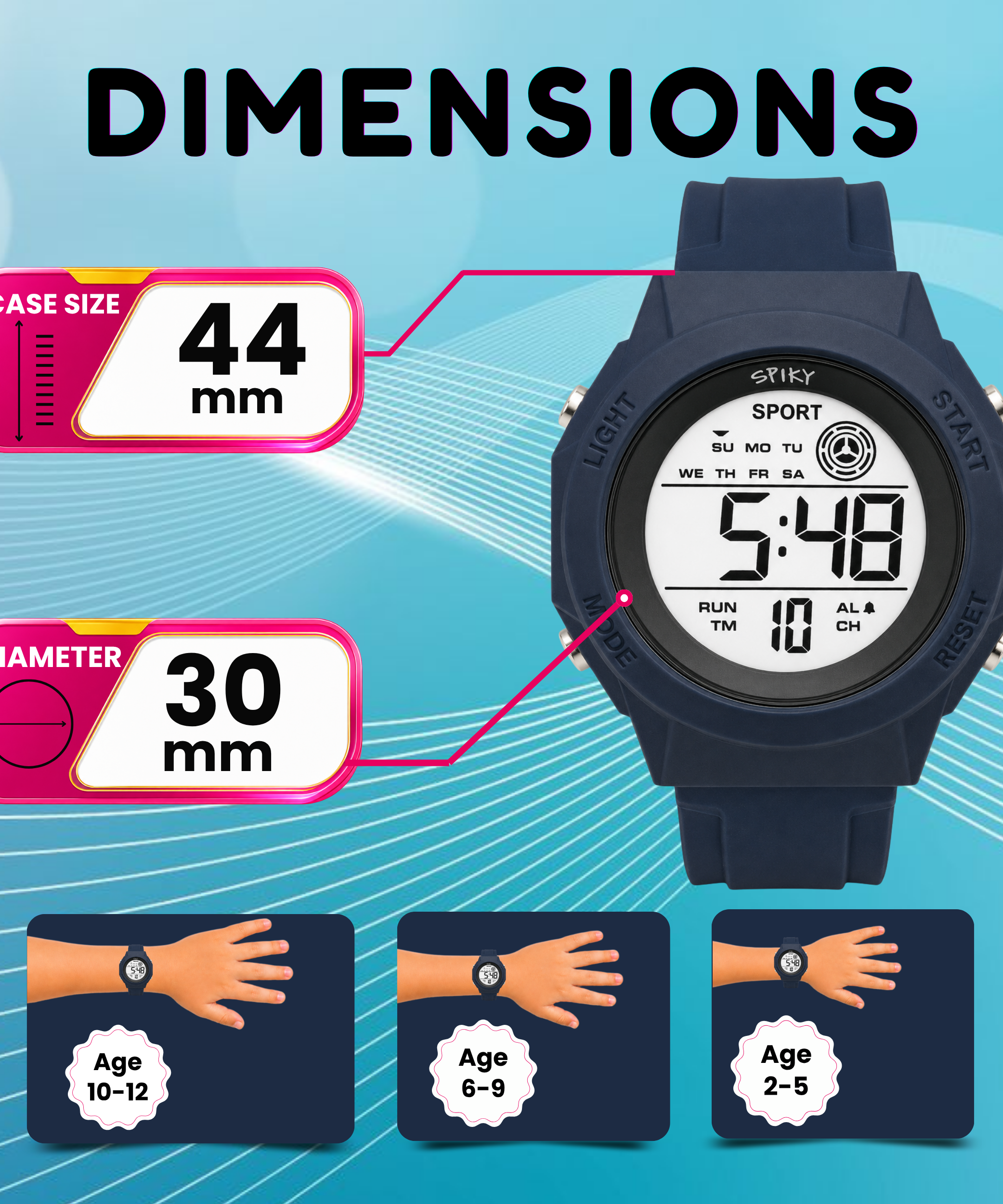 Spiky Square Digital Sports Watch for Kids Boys