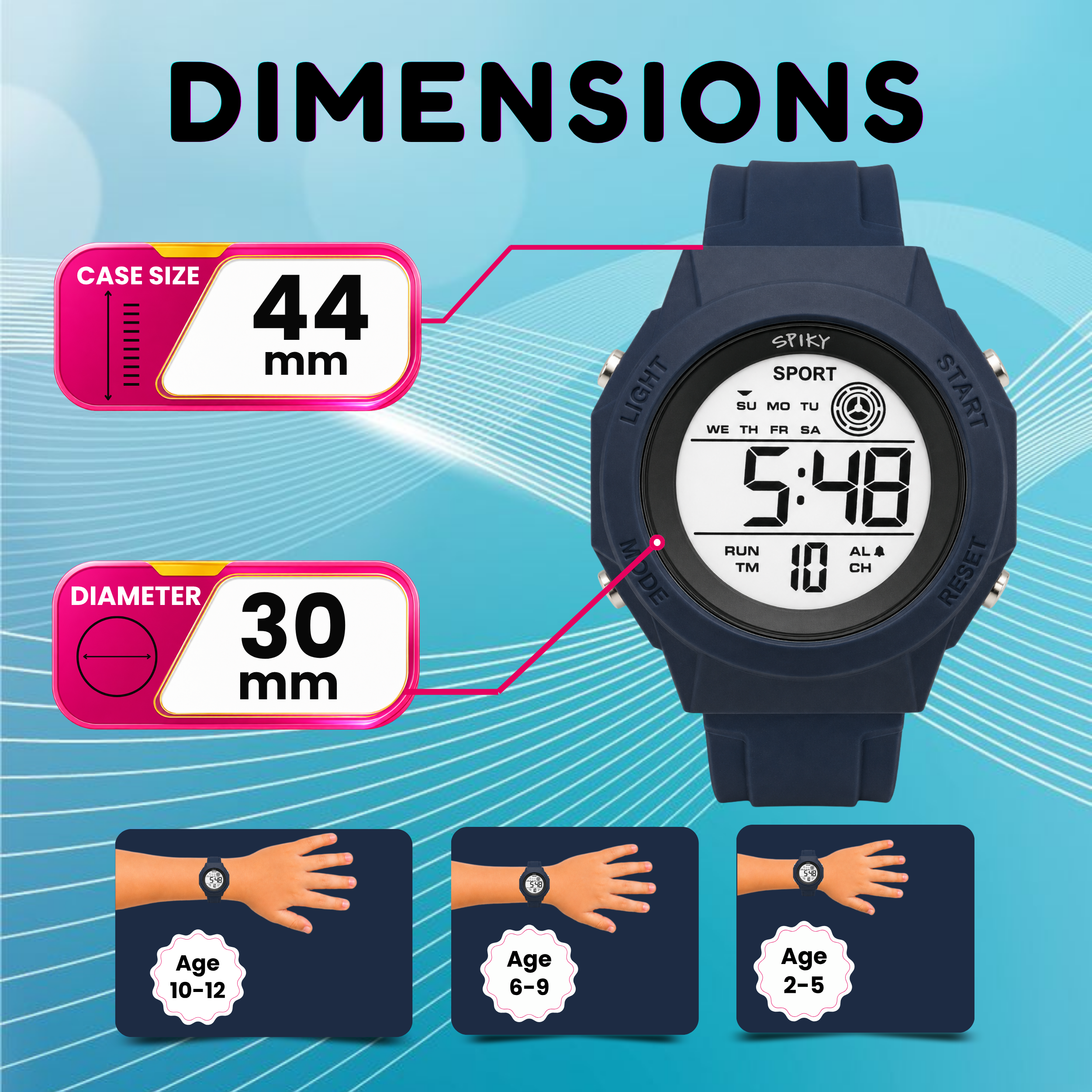 Spiky Square Digital Sports Watch for Kids Boys